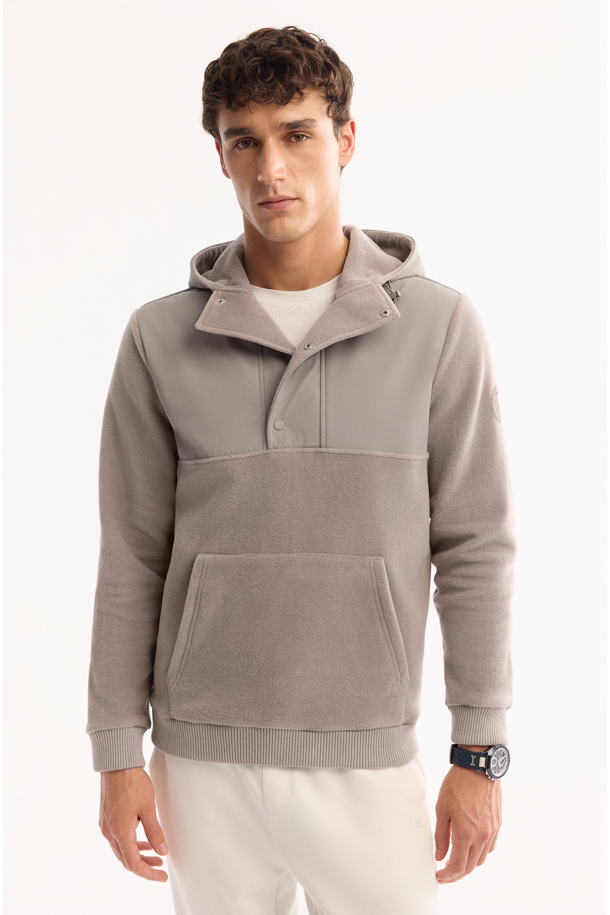Avva Erkek Gri Kapüşonlu Soft Touch Polar Regular Fit Sweatshirt A52Y1268 görsel 2