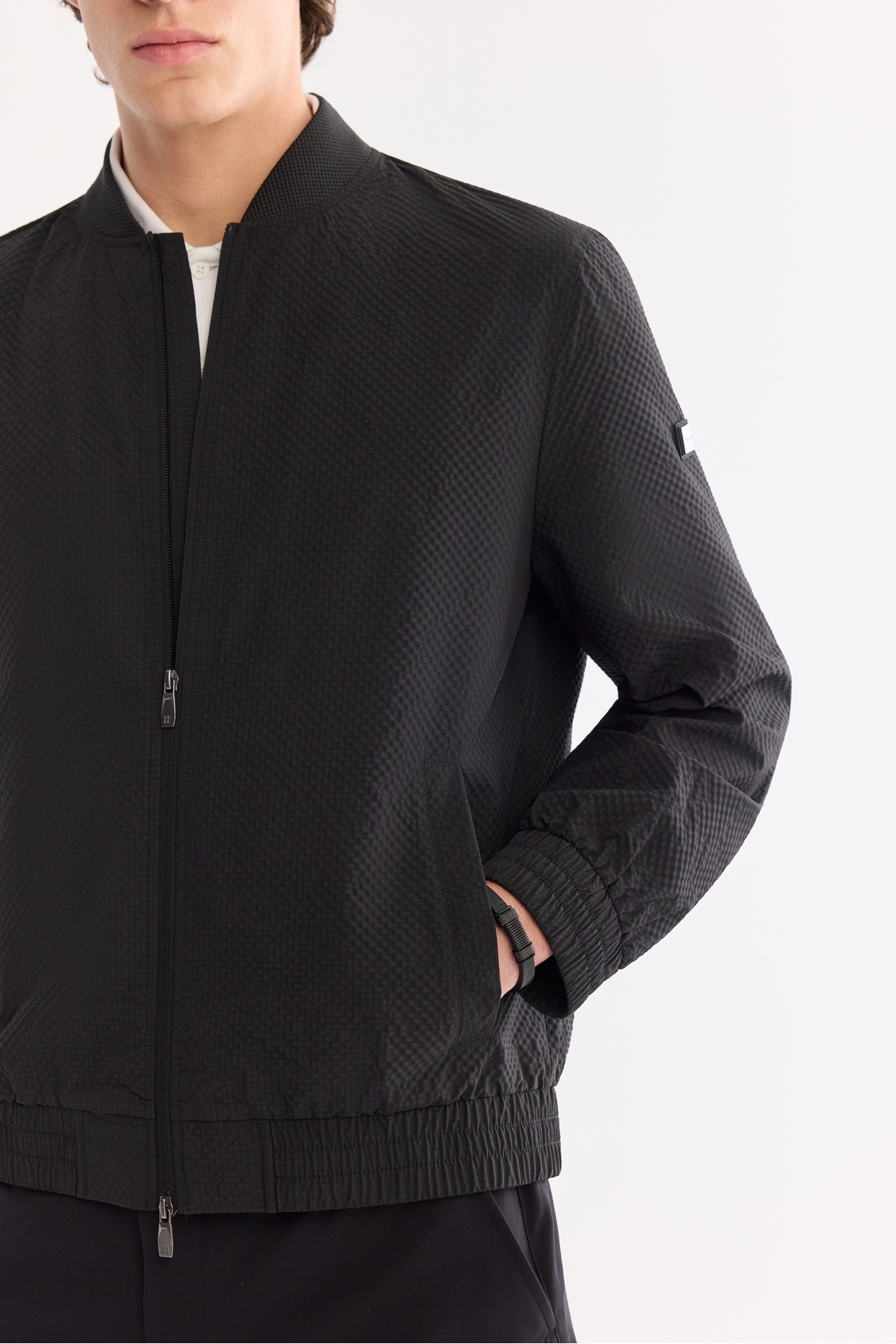 Avva Erkek Siyah Bomber Yaka Su İtici Rüzgar Geçirmez Hafif Mevsimlik Comfort Fit Mont A61Y6059 görsel 4
