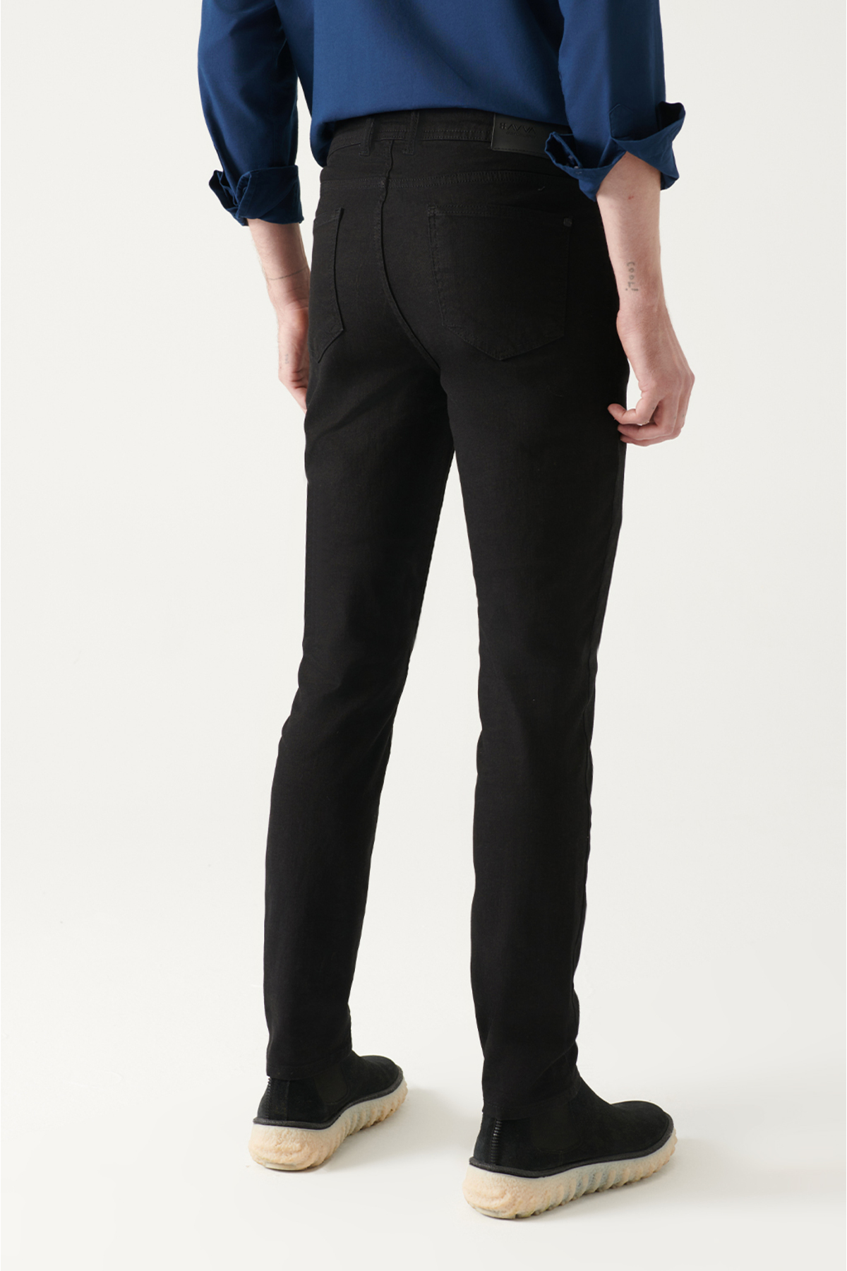 Avva Erkek Siyah Eskitme Yıkamalı Esnek Berlin Slim Fit Jean Pantolon B003502 görsel 3