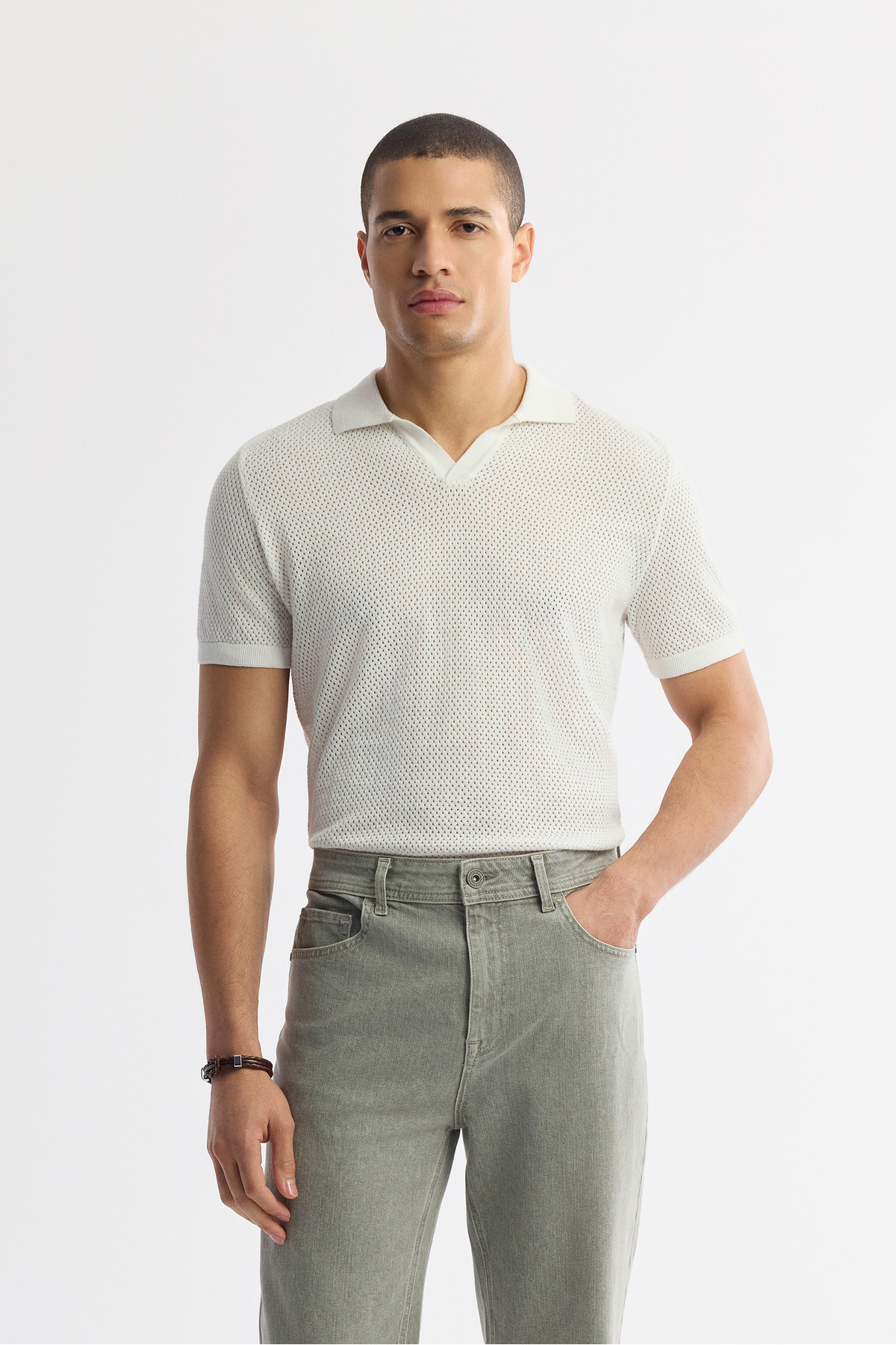 Avva Erkek Haki Klasik Bel %100 Pamuk Eskitme Yıkamalı Tokyo Straight Fit Jean Pantolon A51Y3542 görsel 7