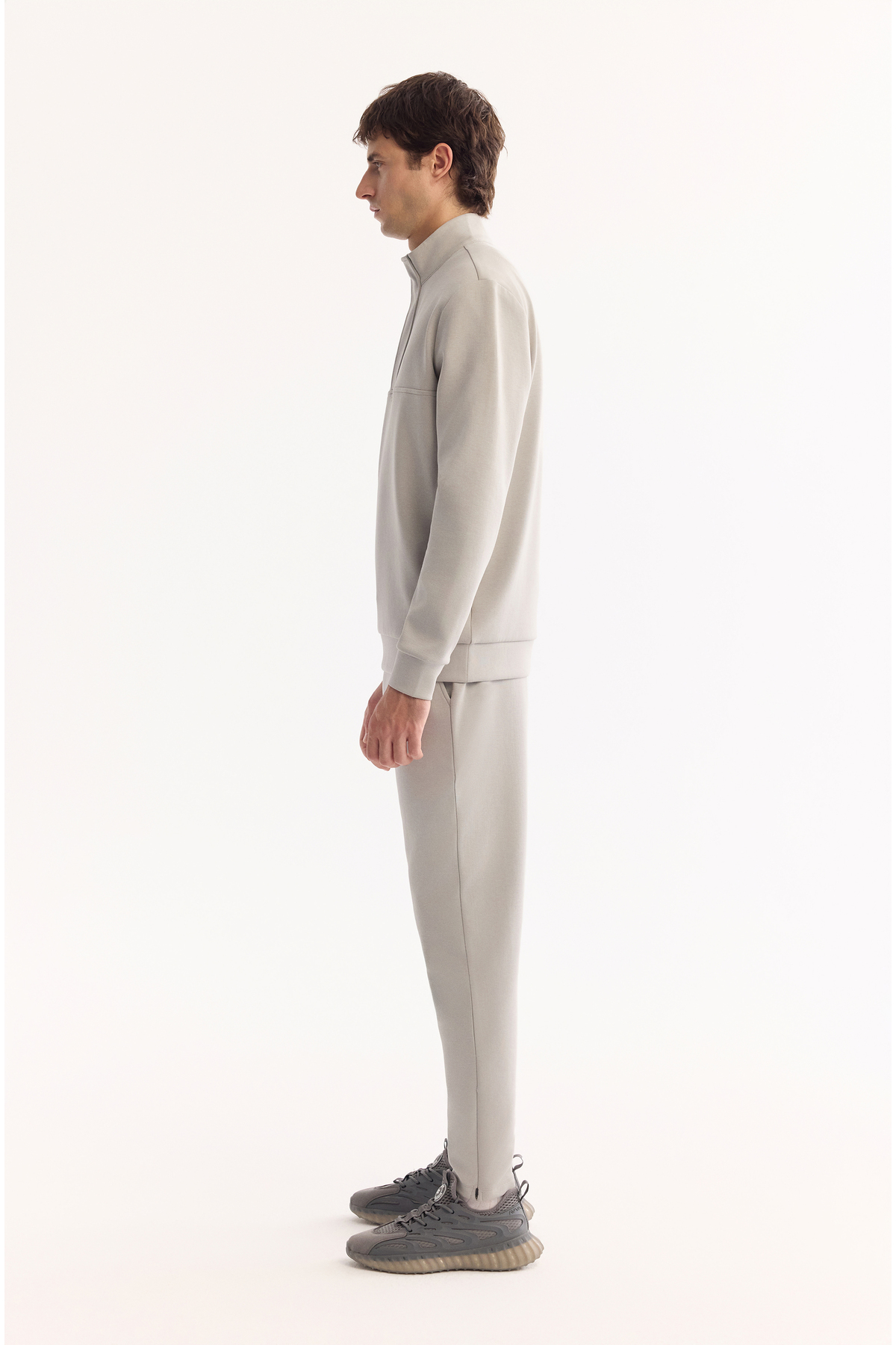 Avva Erkek Gri Dik Yaka Fermuarlı Pamuklu Bi-Stretch Regular Fit Sweatshirt A52Y1282 görsel 3