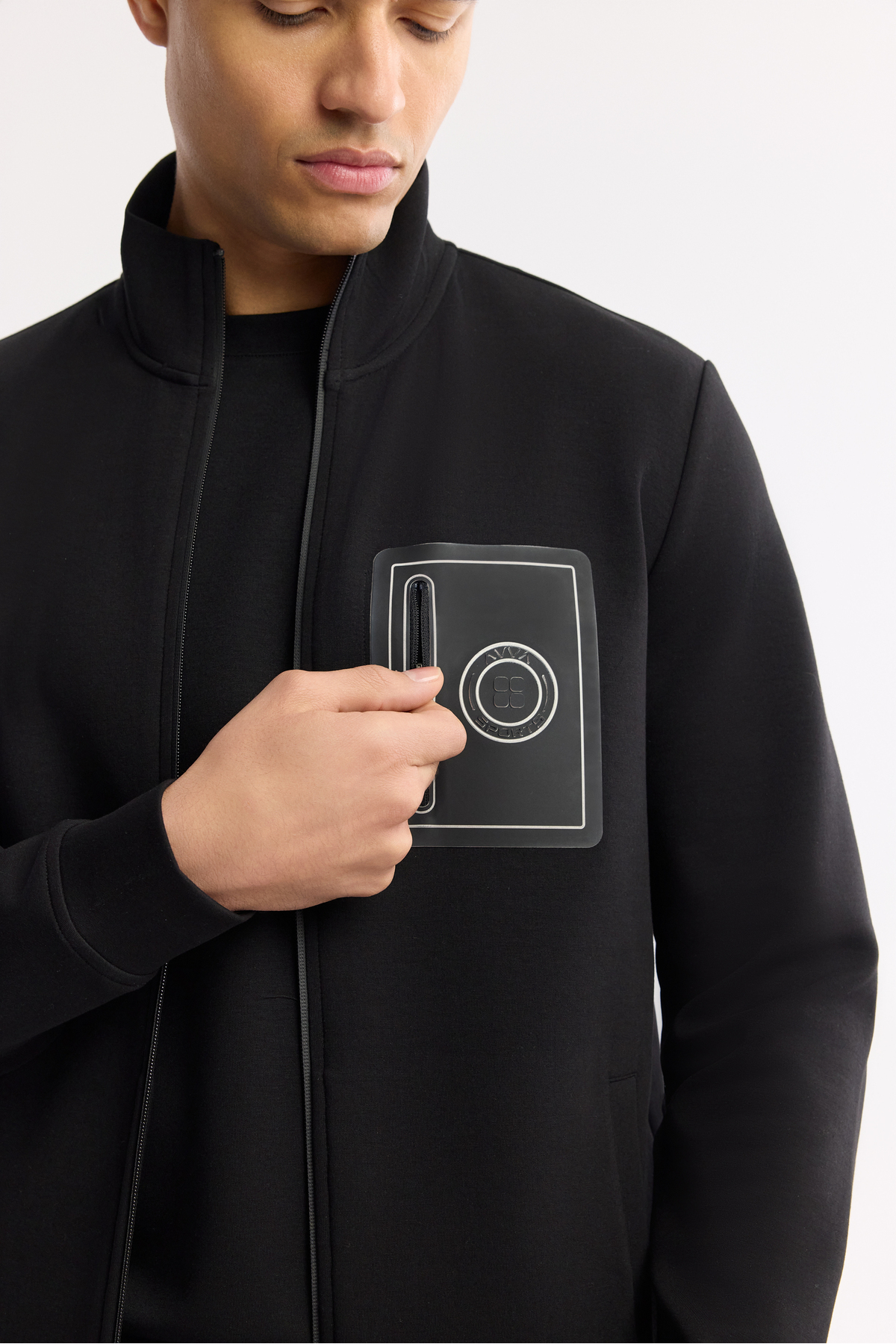 Avva Erkek Siyah Dik Yaka Fermuarlı Bi-Stretch İnterlok Regular Fit Sweatshirt A51Y1219 görsel 2
