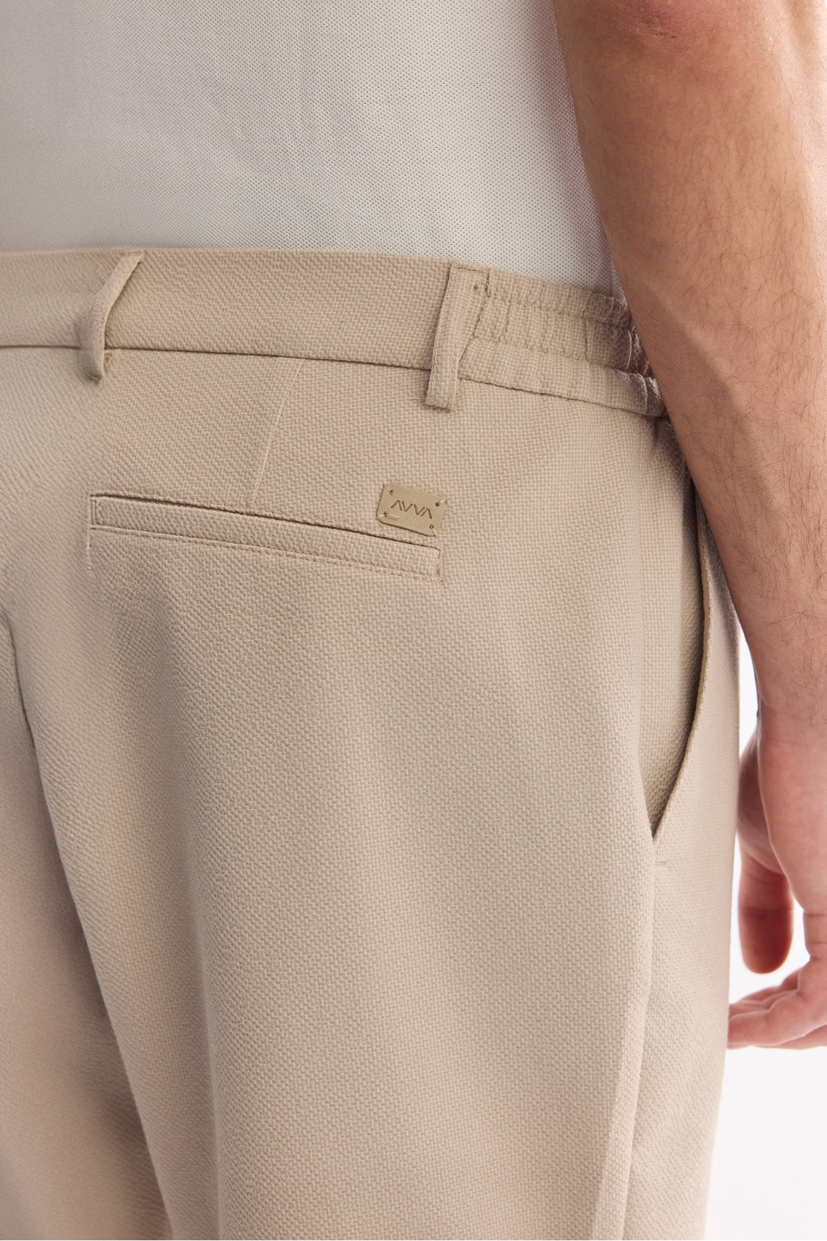 Avva Erkek Bej Yanı Lastikli Gofreli Relaxed Fit Chino Şort A61Y3730 görsel 6