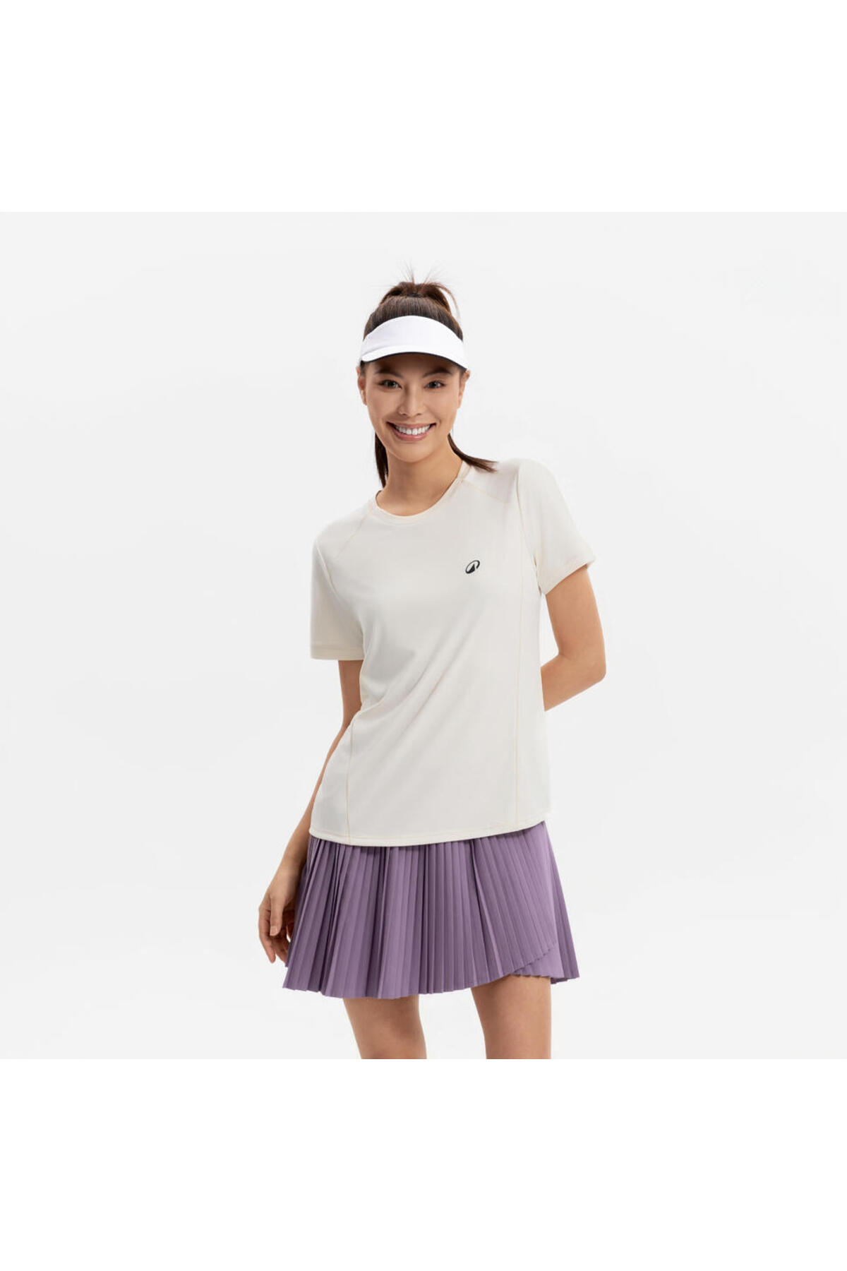 Decathlon Kuikma Kadın Bisiklet Yaka Tenis Tişörtü - Beyaz - Dry