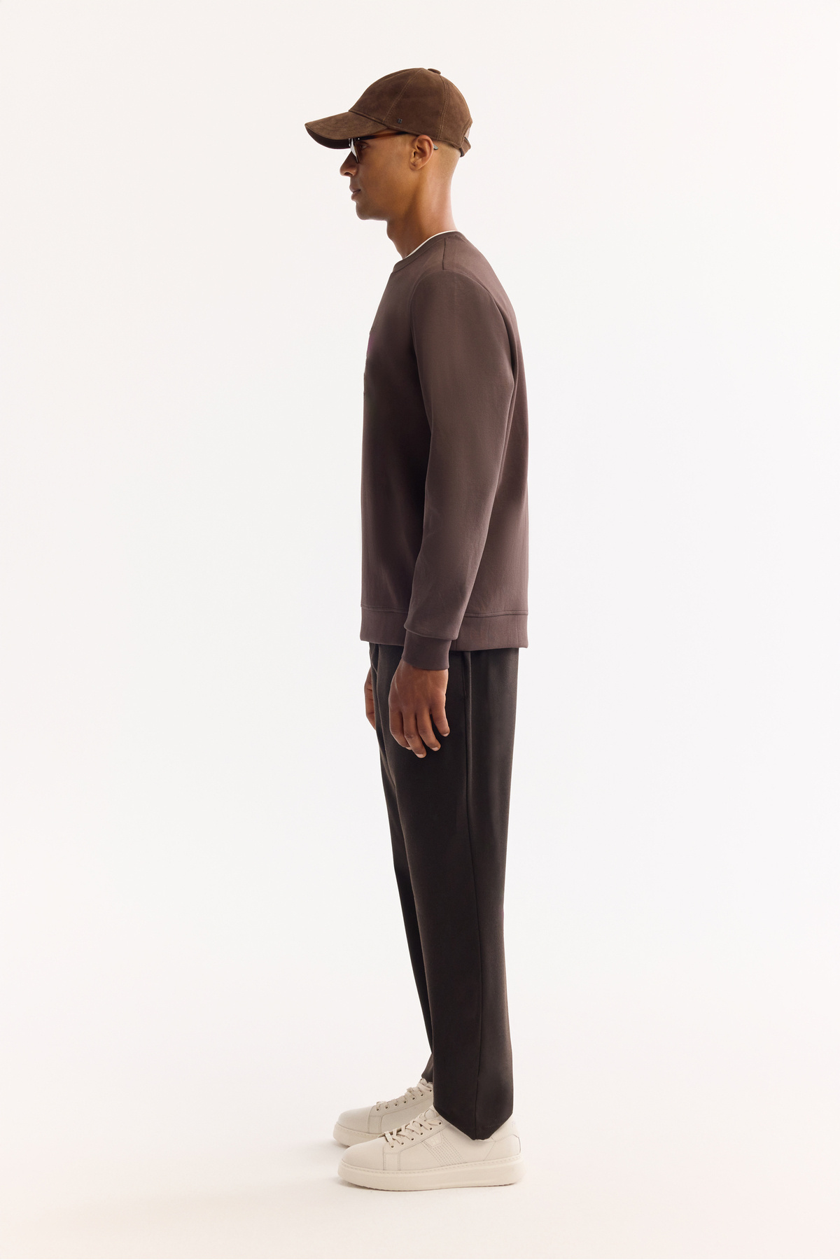 Avva Erkek Kahve Bisiklet Yaka Pamuklu Bi-Stretch Baskılı Regular Fit Sweatshirt A52Y1289 görsel 3