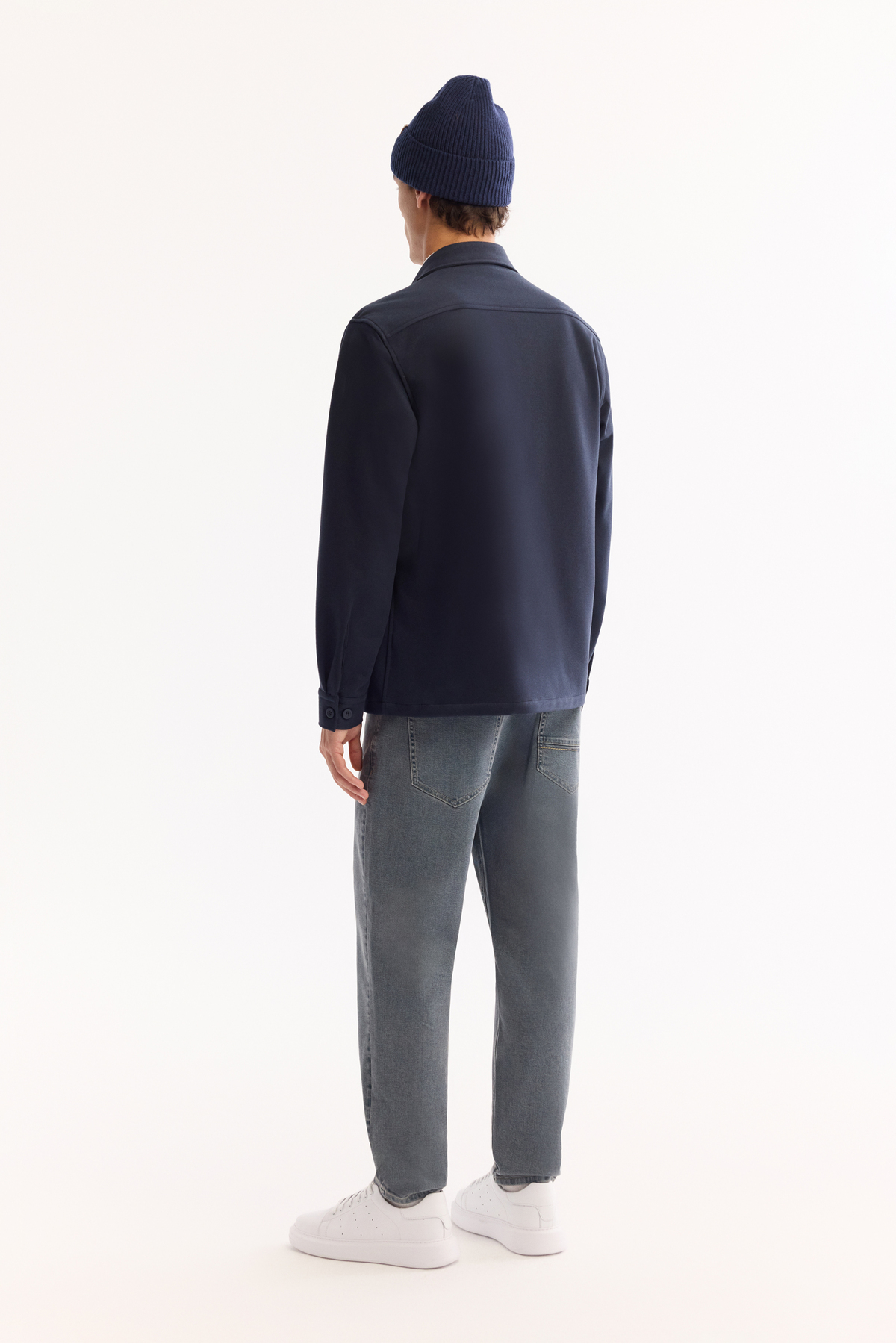 Avva Erkek Lacivert Klasik Yaka Jersey Comfort Fit Gömlek Ceket A52Y2043 görsel 4
