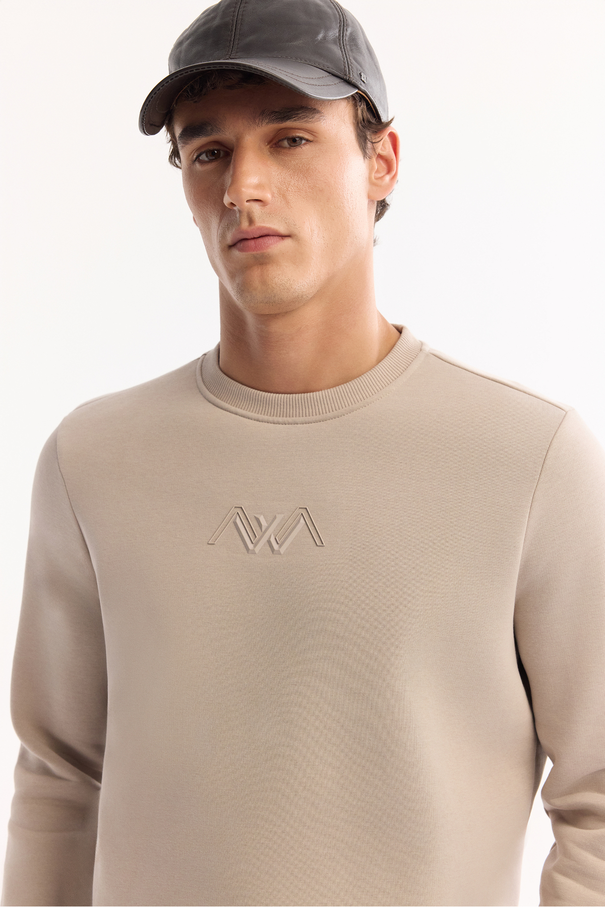 Avva Erkek Taş Bisiklet Yaka Pamuklu Şardonlu Baskılı Regular Fit Sweatshirt B001033 görsel 2