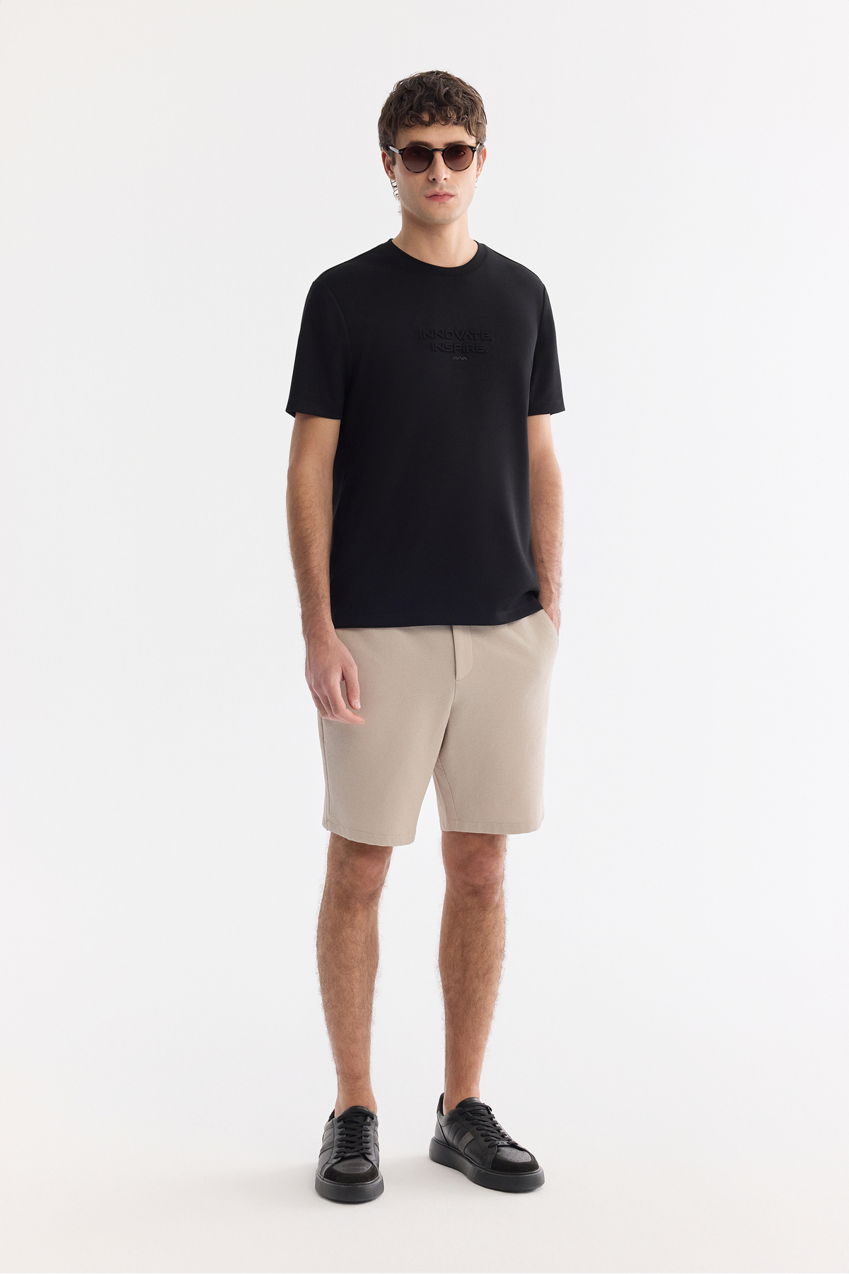 Avva Erkek Siyah Bisiklet Yaka Baskılı Bi-Stretch İnterlok Regular Fit T-shirt A61Y1082 görsel 5