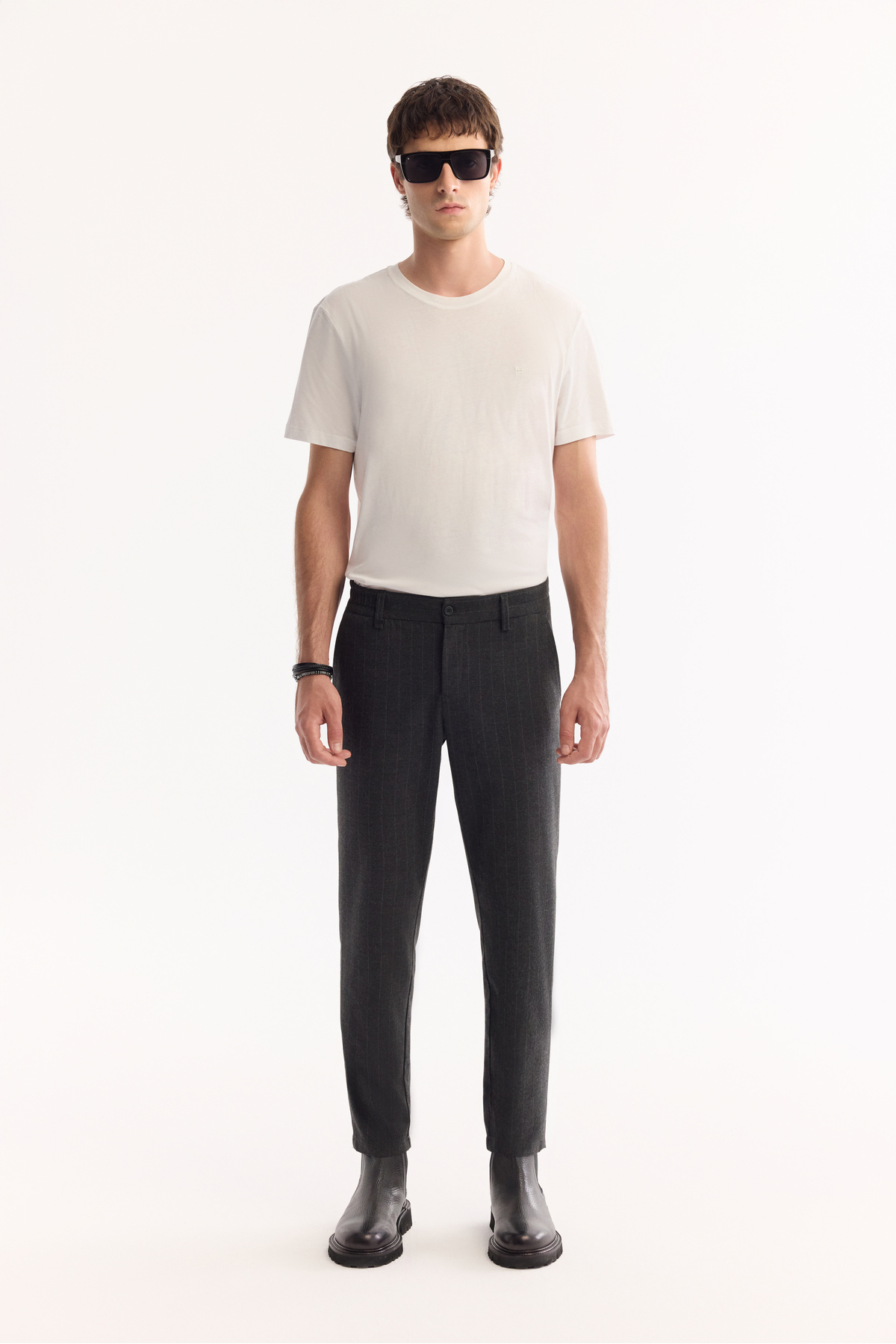 Avva Erkek Antrasit Viskon Karışımlı Kolay Ütülenen Çizgili Slim Fit Pantolon A52Y3006