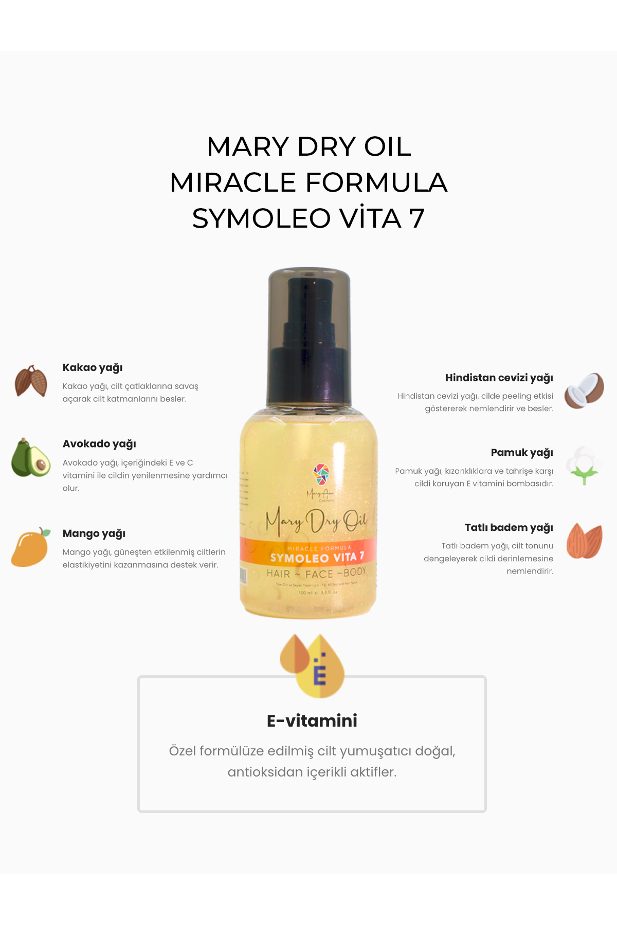 روغن خشک مرطوب کننده مری Symoleo Vita 7، 100 میلی لیتر — DRY OIL-01 — تصویر 8 از 9