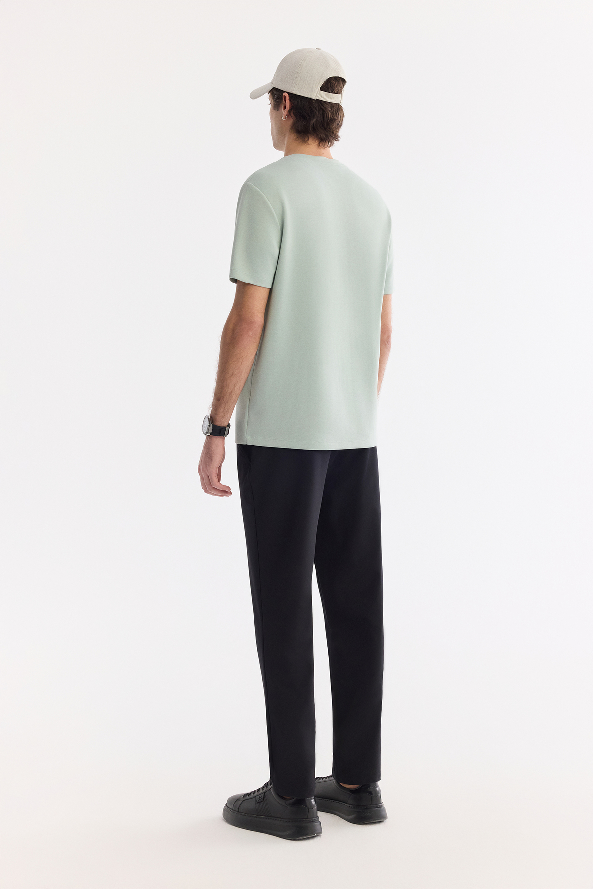 Avva Erkek Mint Yeşil Bisiklet Yaka Baskılı Bi-Stretch İnterlok Regular Fit T-shirt A61Y1054 görsel 4