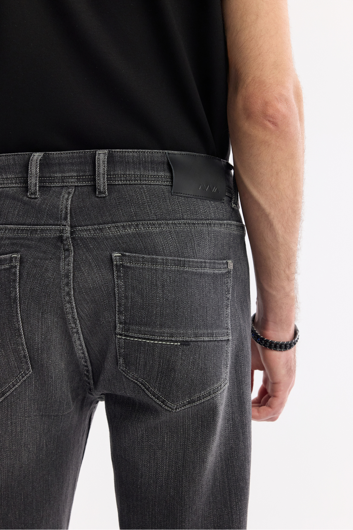 Avva Erkek Antrasit Klasik Bel Pamuklu Taş Yıkamalı Berlin Slim Fit Jean Pantolon A51Y3513 görsel 6