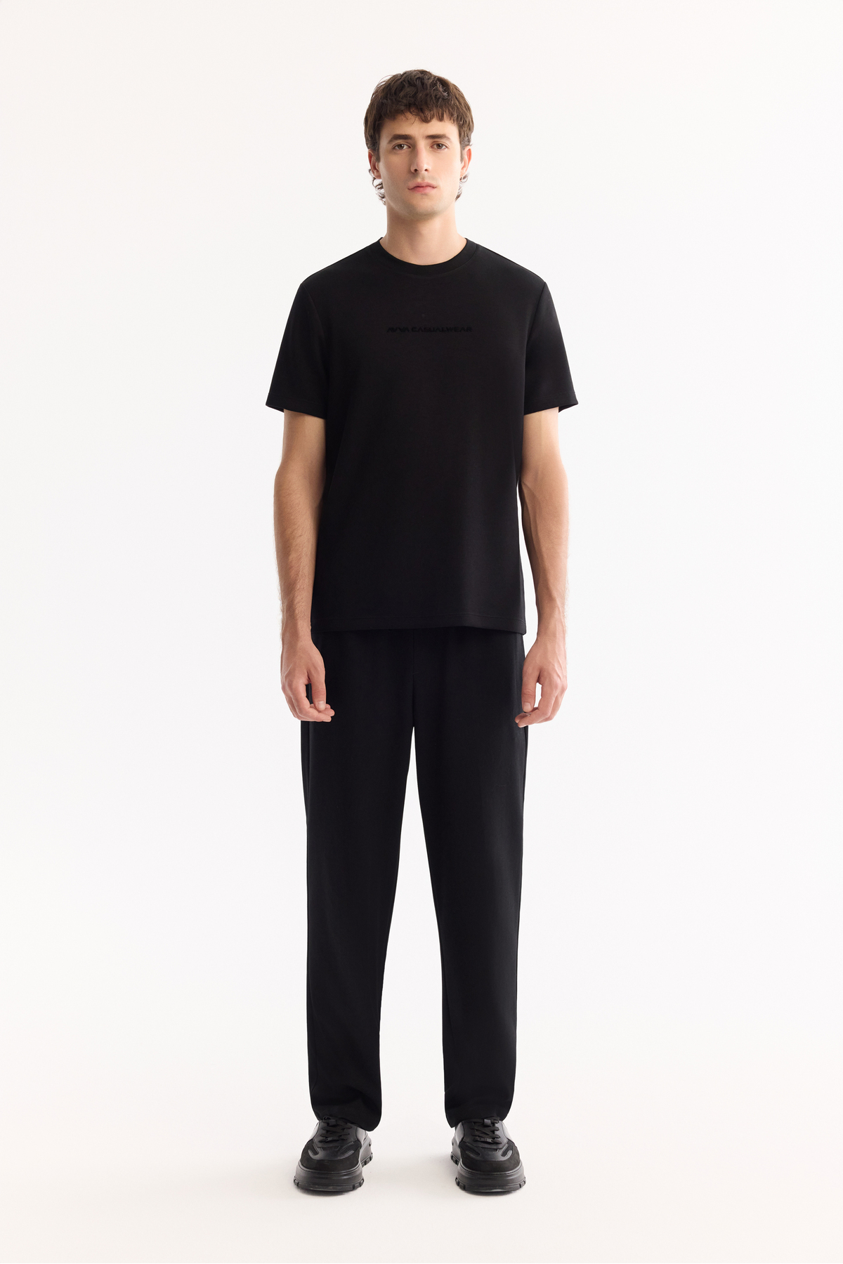 Avva Erkek Siyah Beli Lastikli Bağcıklı Kolay Ütülenen Jogger Relaxed Fit Pantolon A52Y3041 görsel 6