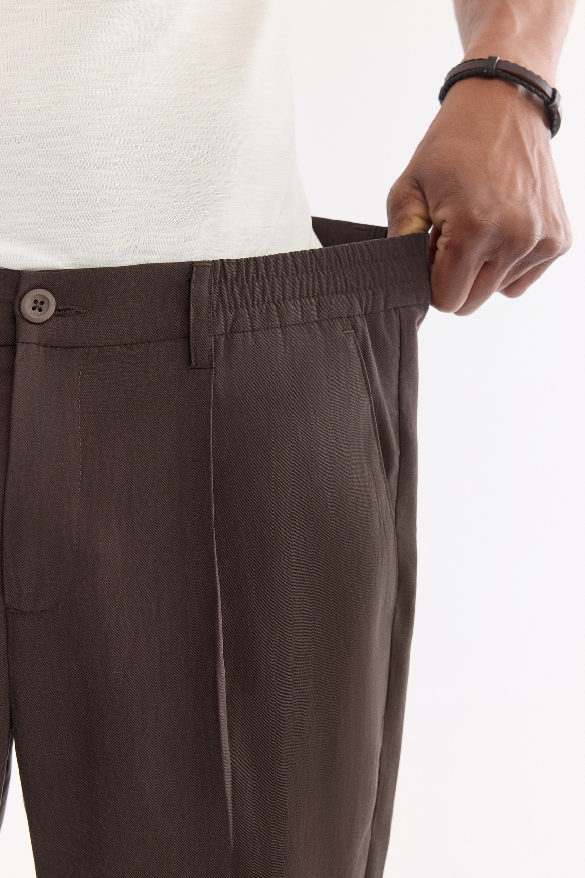 Avva Erkek Kahve Yanı Lastikli Tencel Karışımlı Relaxed Fit Pantolon A61Y3004 görsel 5