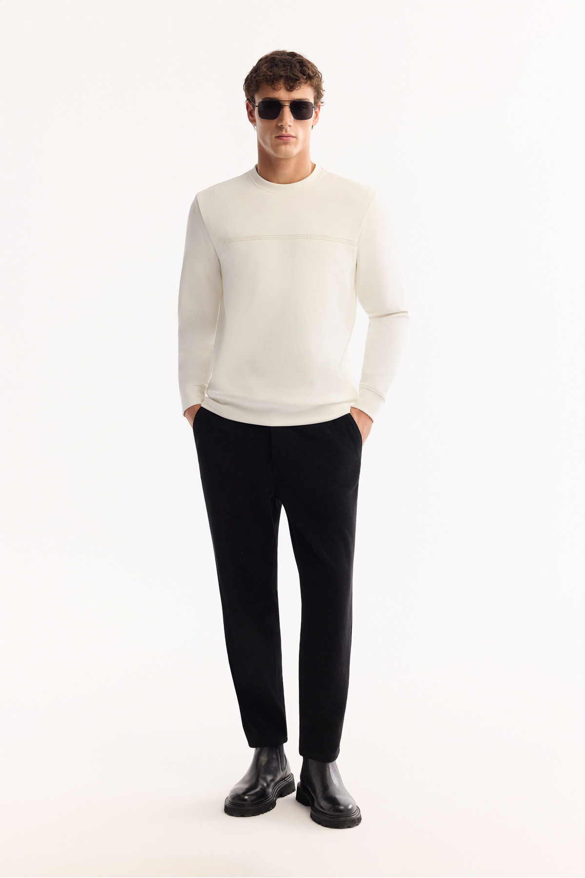 Avva Erkek Ekru Bisiklet Yaka Pamuklu Bi-Stretch Baskılı Regular Fit Sweatshirt A52Y1325 görsel 6