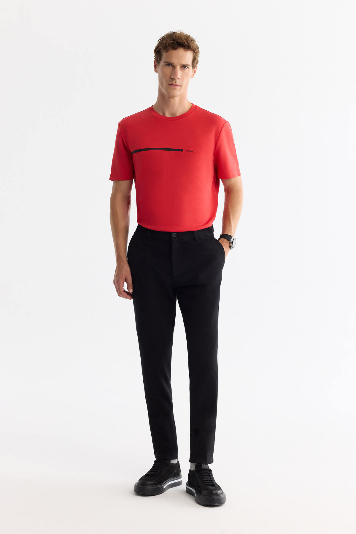 Avva Erkek Siyah Klasik Bel Elastan Chino Slim Fit Pantolon A42Y3021
