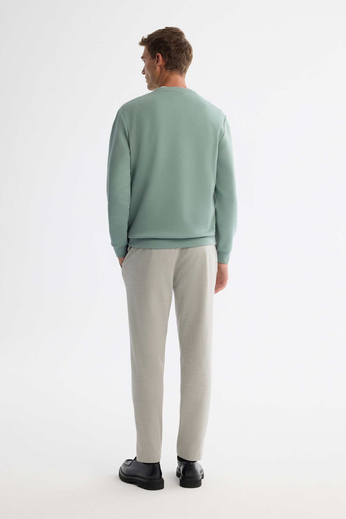 Avva Erkek Mint Yeşil Bisiklet Yaka Pamuklu Nakışlı Regular Fit Sweatshirt A42Y1247 görsel 4