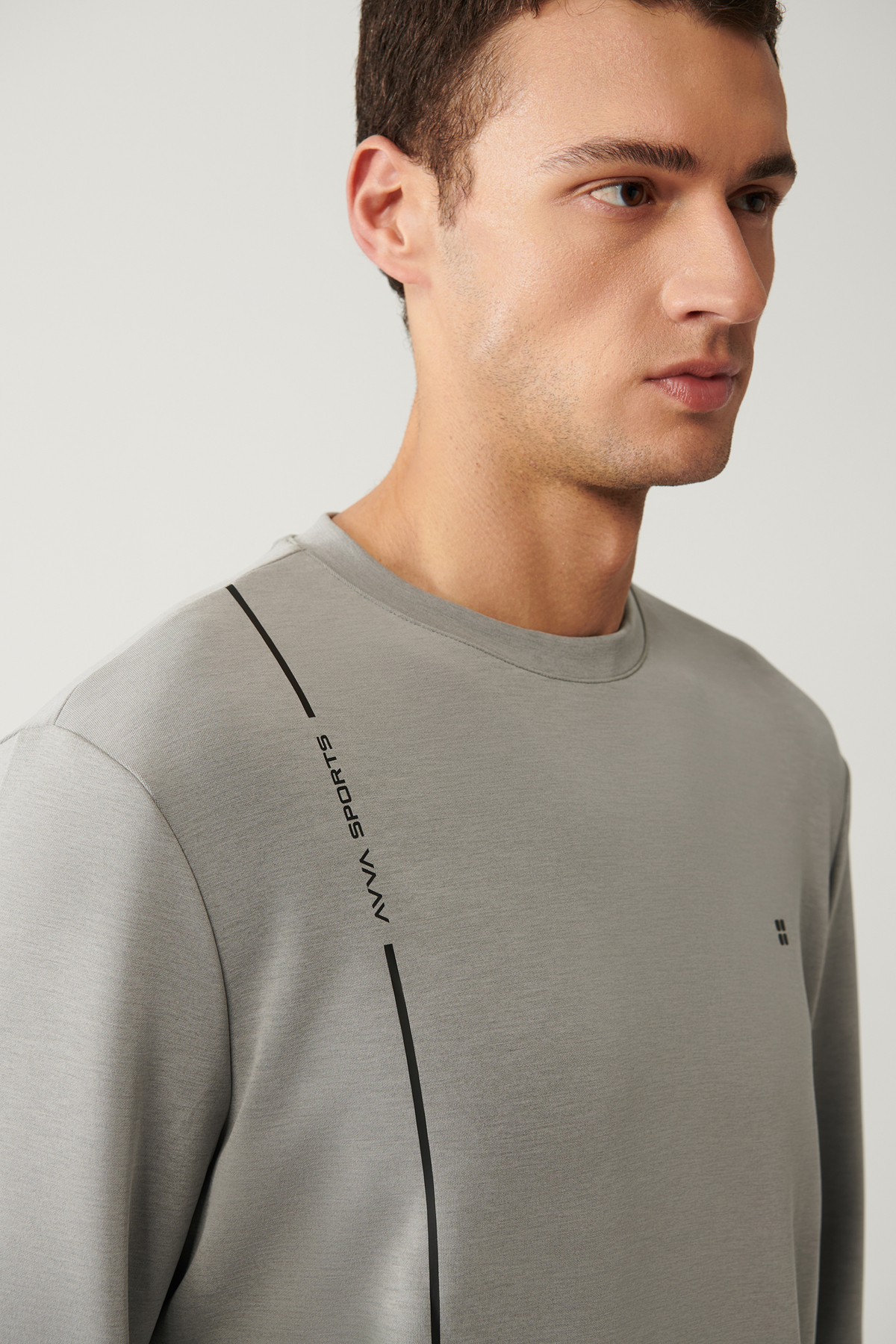 Avva Erkek Gri Bisiklet Yaka Baskılı Soft Touch Regular Fit Sweatshirt A41Y1224 görsel 5
