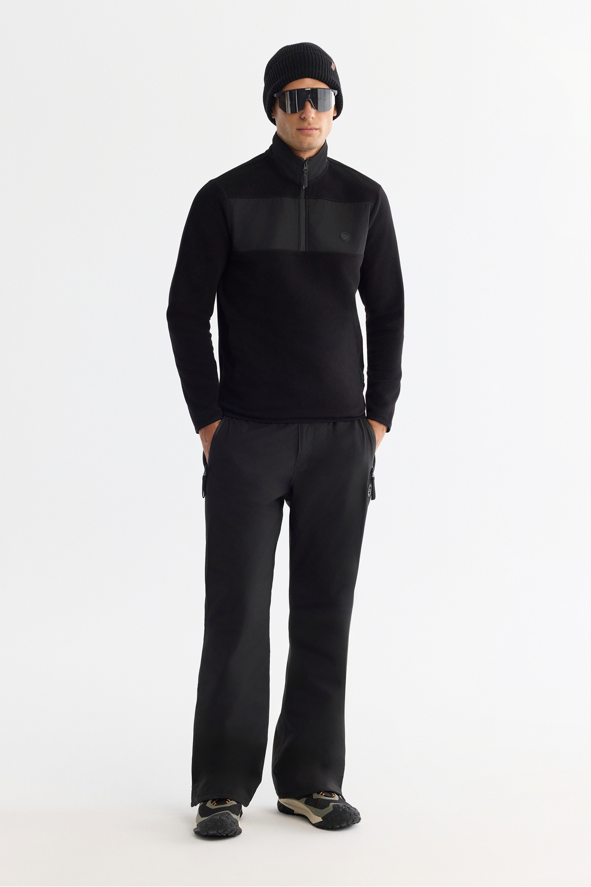 Avva Erkek Siyah Soğuğa Dayanıklı Fermuarlı Dik Yaka Polar Regular Fit Sweatshirt A42Y1380 görsel 5