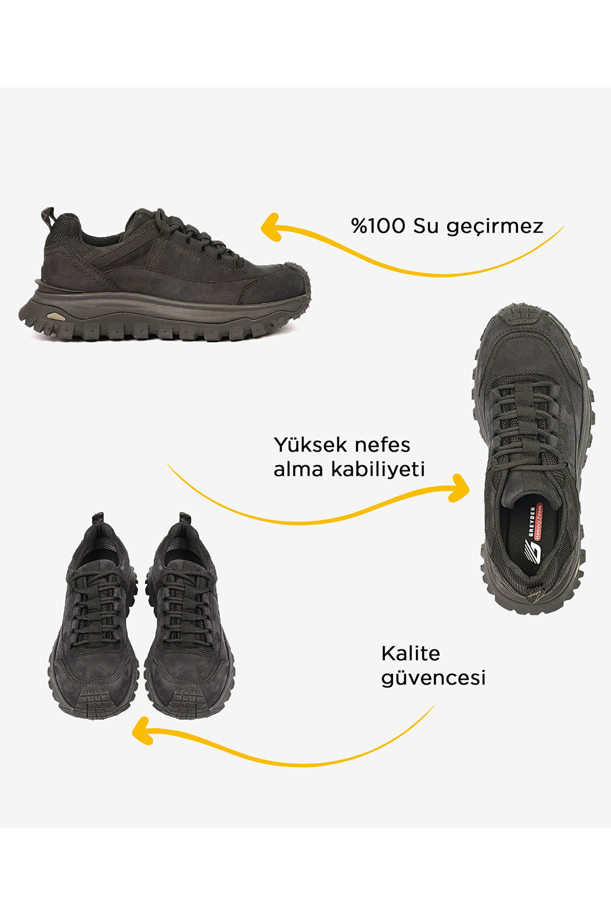 Greyder Siyah Su Geçirmez Ayakkabı 4K2GA16351 görsel 2