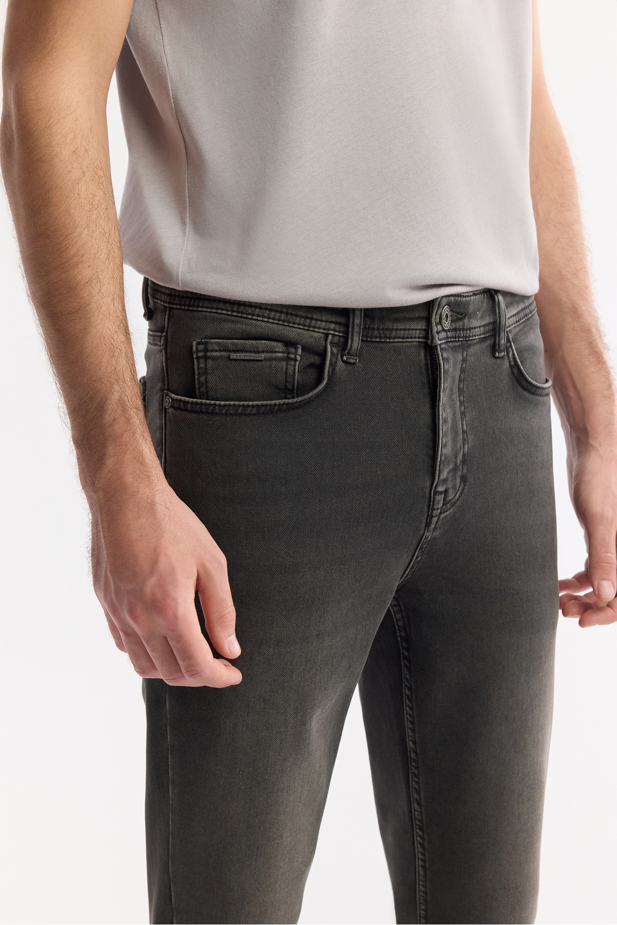 Avva Erkek Gri Klasik Bel Eskitme Yıkama Elastan Rio Skinny Fit Jean Pantolon A42Y3512 görsel 4