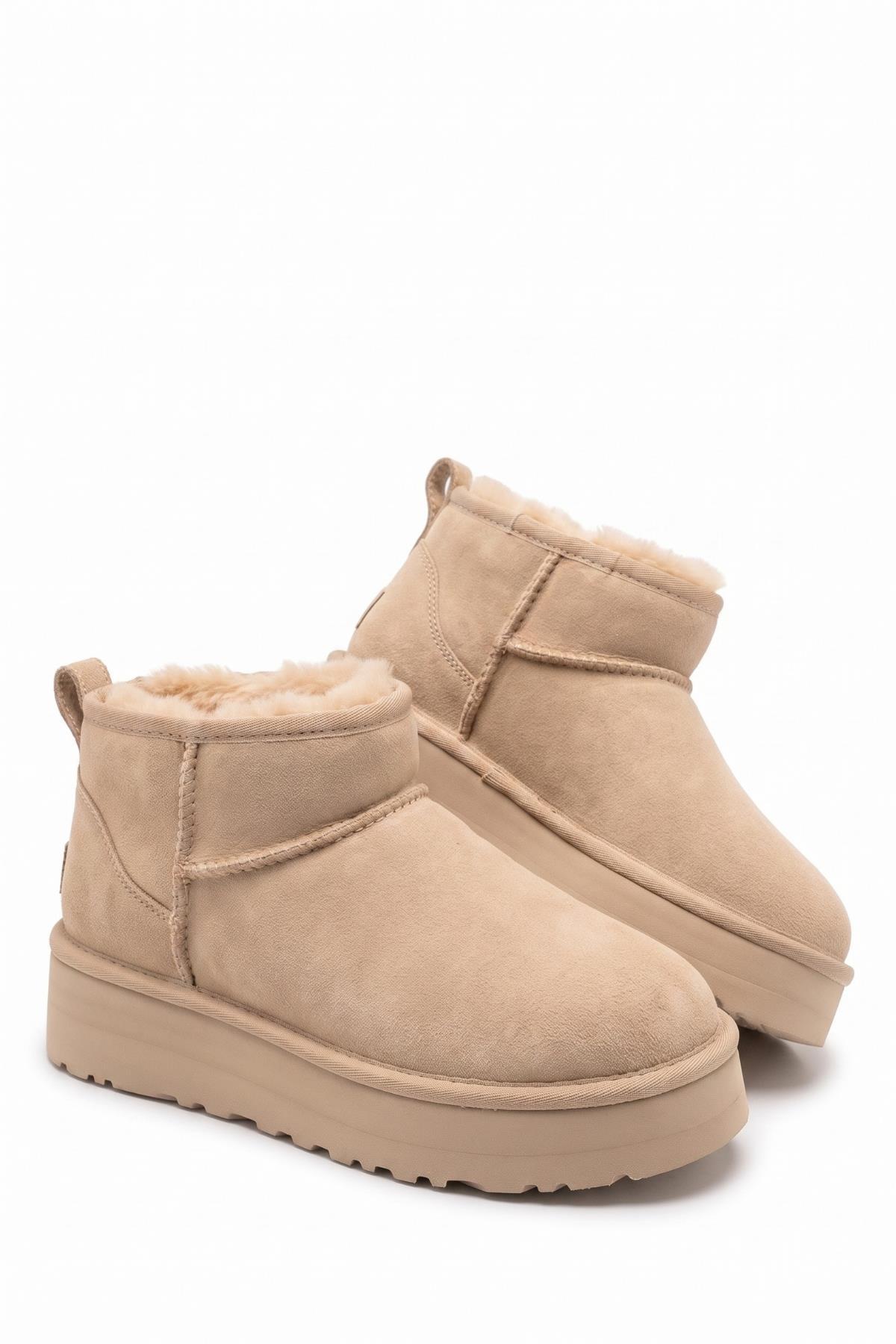 Neon Shoes Kadın Süet Içi Tüylü Yüksek Kalın Taban Kışlık Dışarı Bot & Bootie
