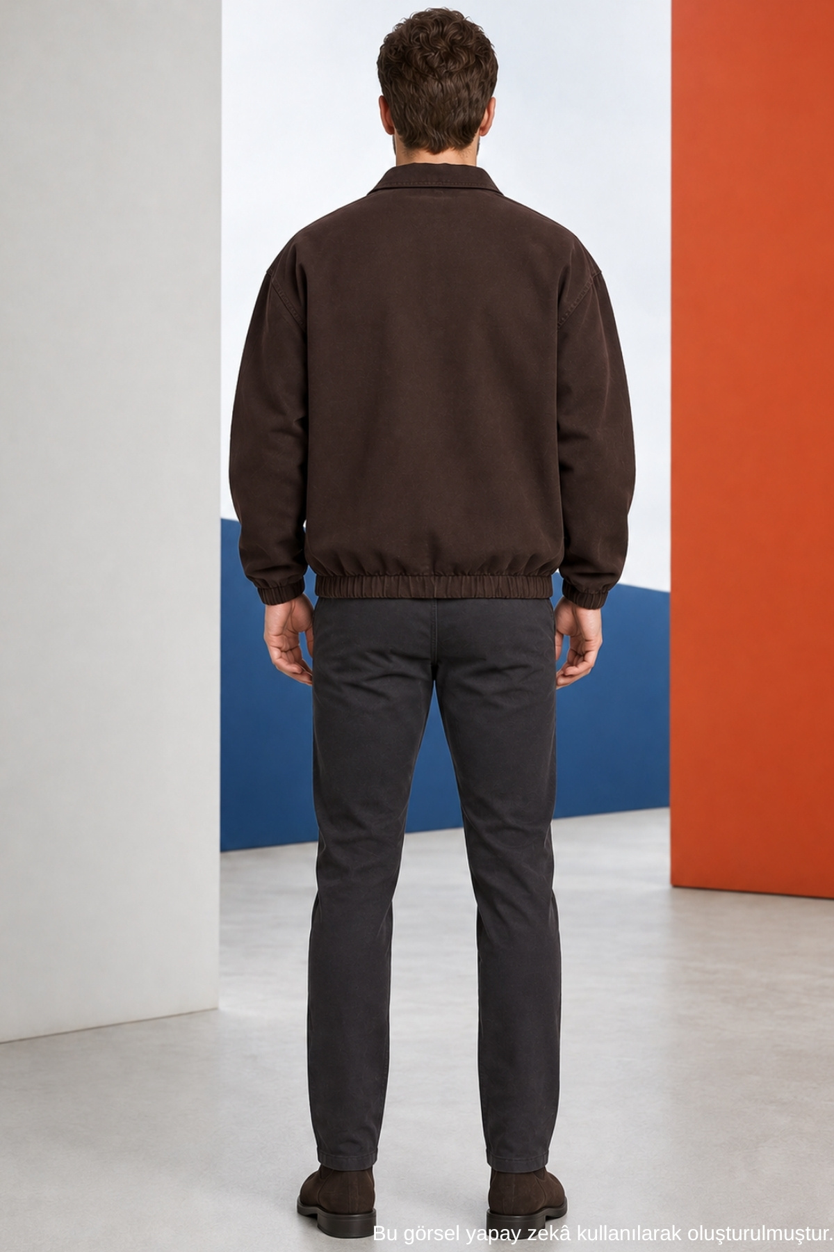 Freemen Erkek Basic Gabardin Kumaş Fermuarlı Oversize Mevsimlik Polo Yaka Kiremit Ceket görsel 4
