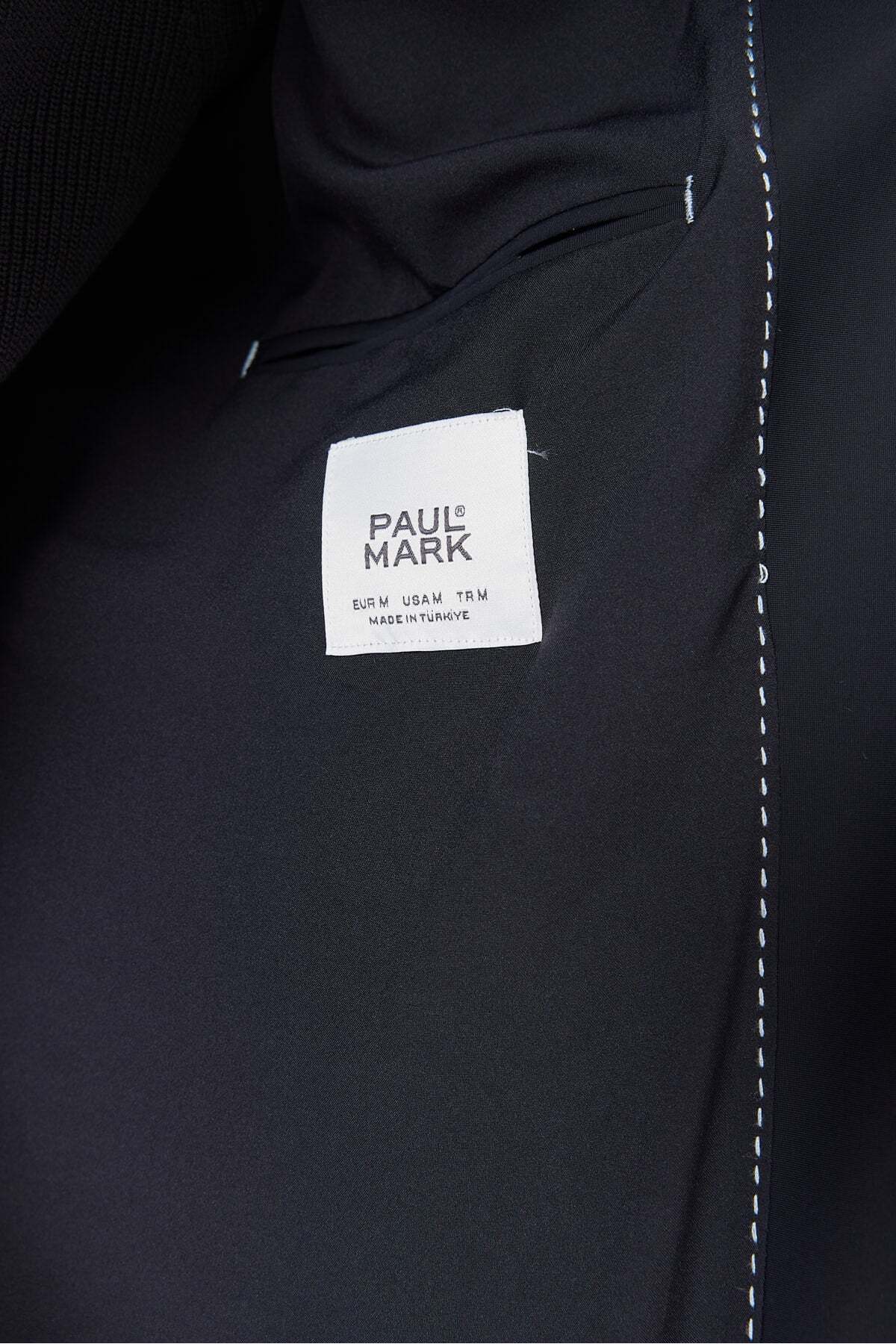 PAULMARK Erkek Regular Berberi Yaka Yan Cep Trençkot M2980 görsel 8