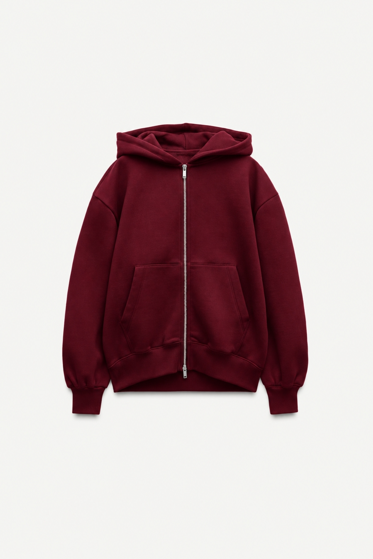 The Champ Clothing İçi Polar Oversize Kesim Kapüşonlu Fermuarlı Bordo Eşofman Takımı görsel 6