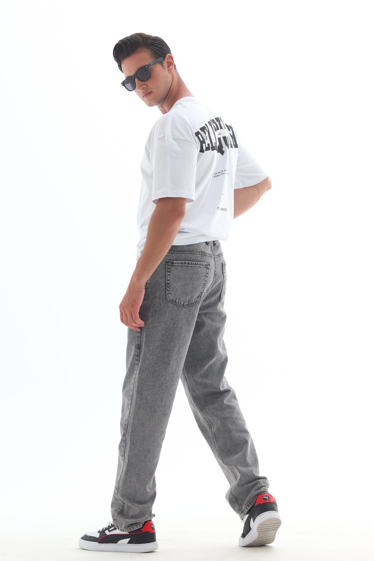 HLT JEANS Erkek Straight Baggy Fit Likrasız Rahat Kesim %100 Pamuk Loose Jean Pantolon Harry görsel 7