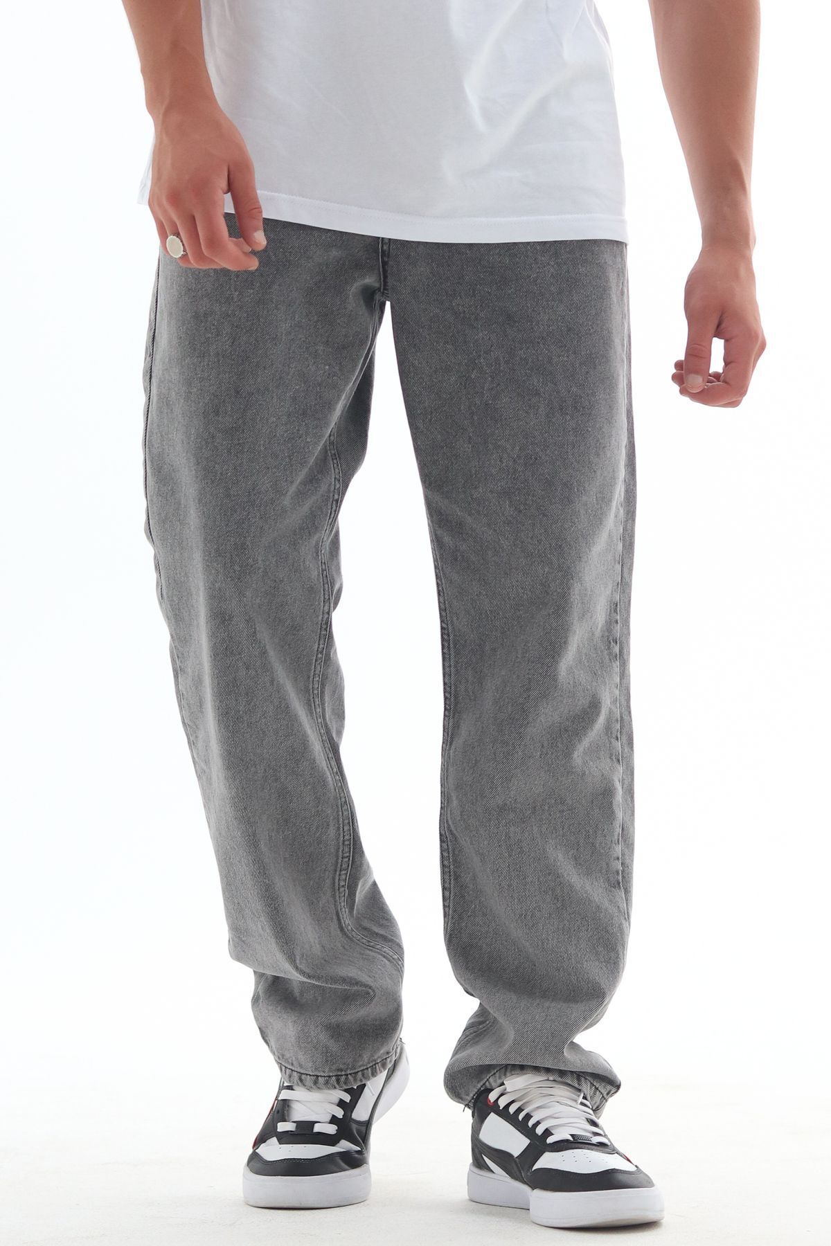 HLT JEANS Erkek Straight Baggy Fit Likrasız Rahat Kesim %100 Pamuk Loose Jean Pantolon Harry