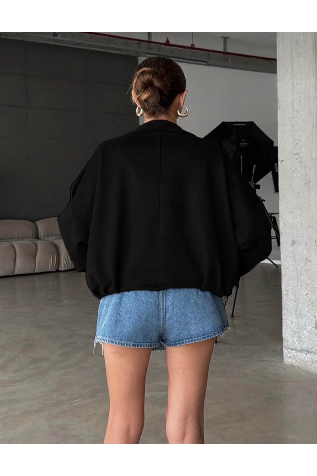 Reysamoda Kadın Oversize Sürt Bomber Ceket görsel 3