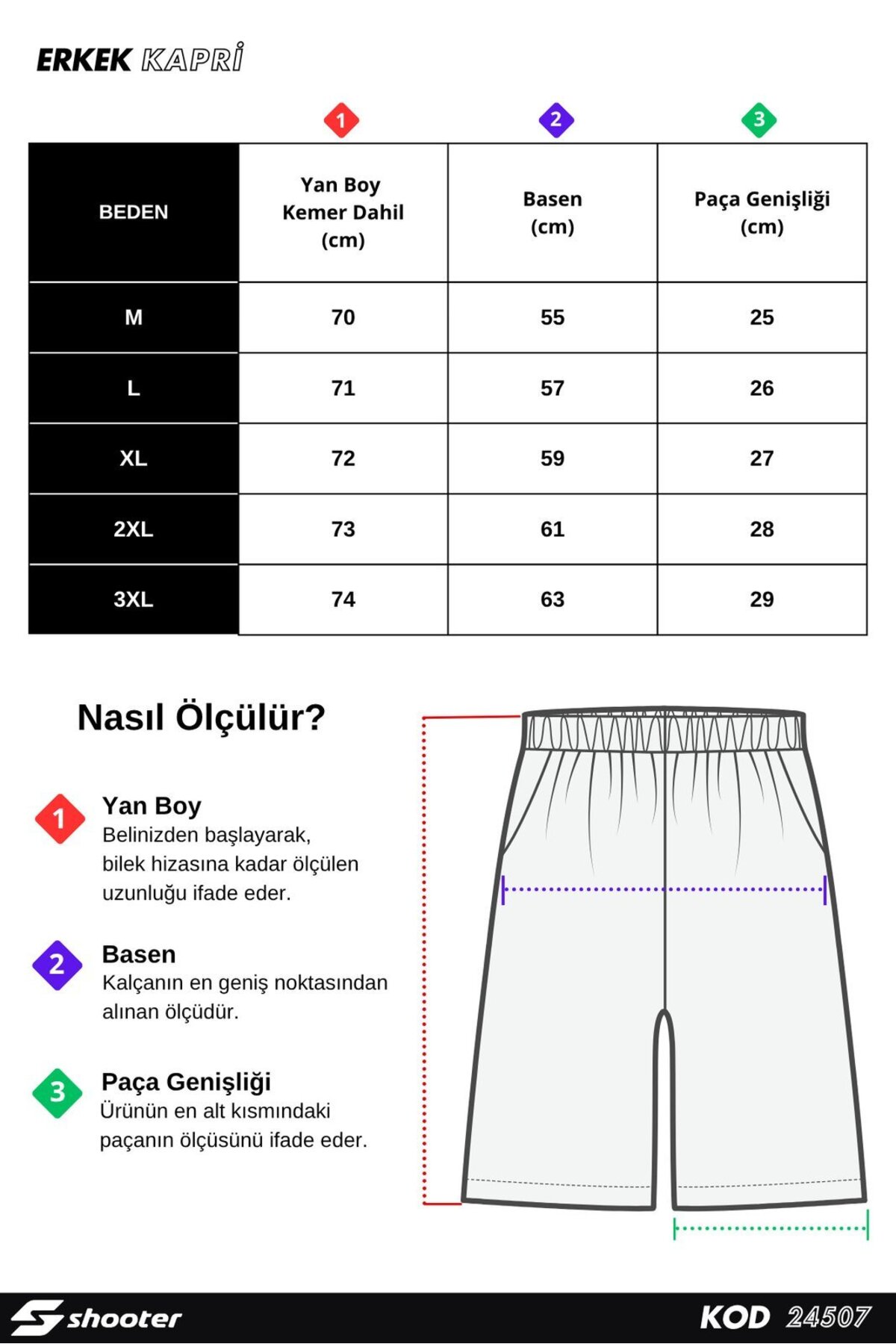 Shooter Sportswear Gri Erkek Yazlık Kapri Elite Nakış Detaylı Rahat Kalıp Ayarlanabilir Lastikli Bel Kapri görsel 5