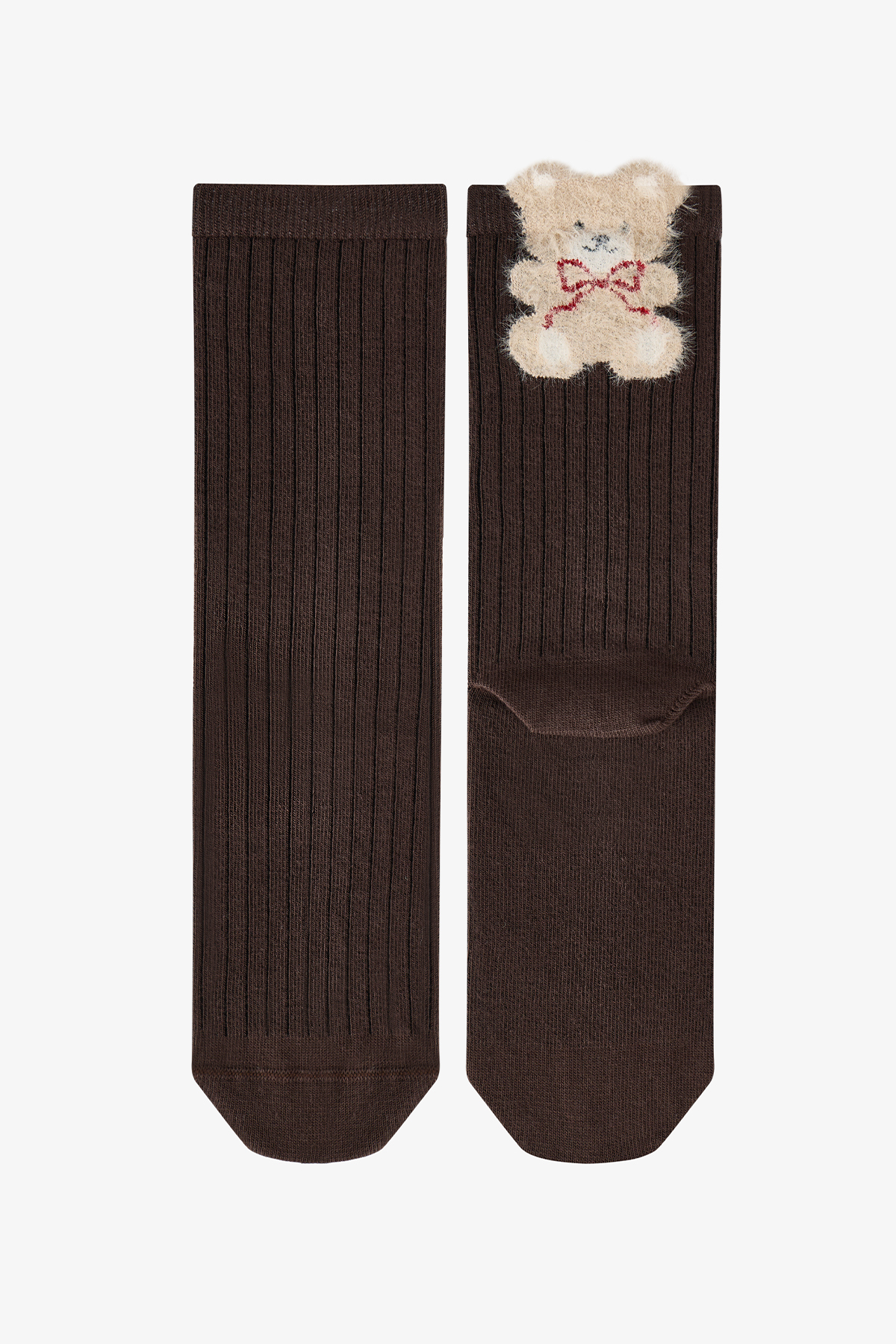 Penti Siyah Beyaz Fluffy Ribbon Bear Pamuklu 2 Çift Soket Çorap görsel 3
