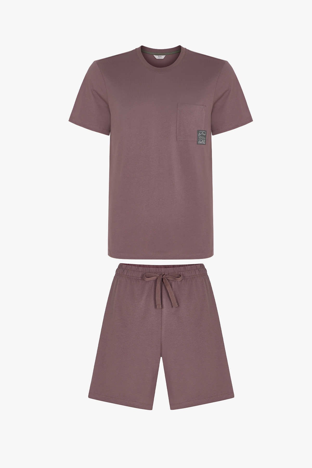 Penti Erkek Kahverengi Woodland Earth Kısa Kollu Şort Pijama Takımı