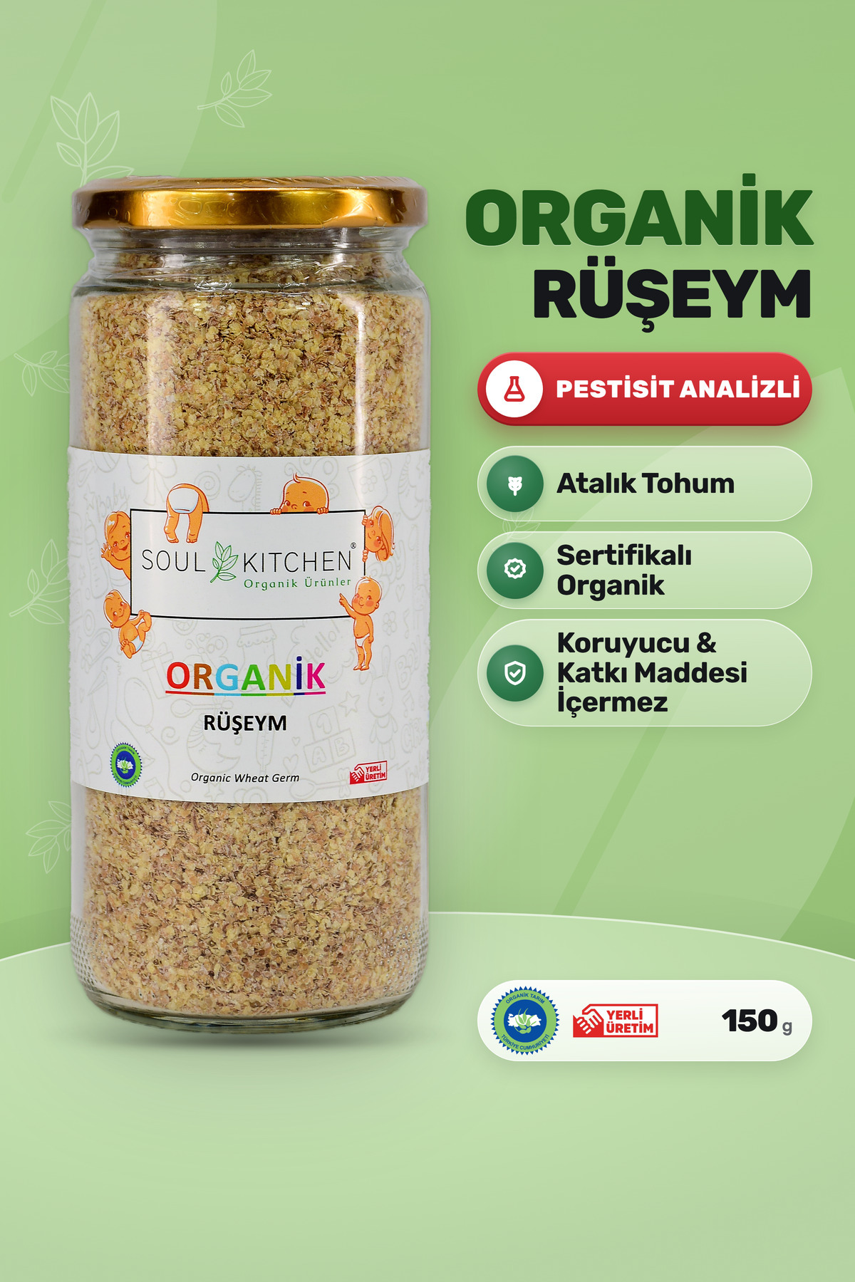 Soul Kitchen Organik Ürünler Organik Rüşeym Cam Kavanoz Katkısız 150 g