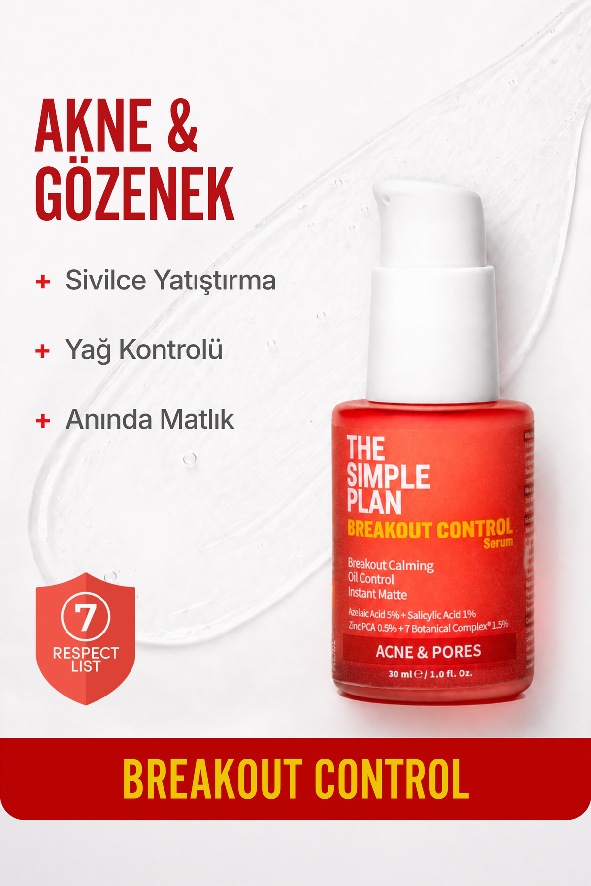 Breakout Control Serum – Akne ve Gözenek Karşıtı Azelaic Acid + Salicylic Acid Serum 30 ml — TSP-SRM-001 — تصویر 2 از 8