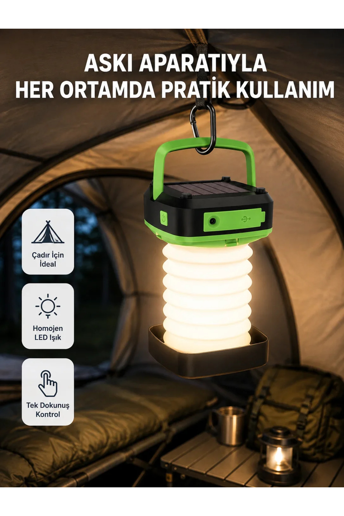 SS HOME CONCEPT Şarjlı LED Lamba – Dokunmatik Sensörlü, 3 Kademeli Parlaklık
