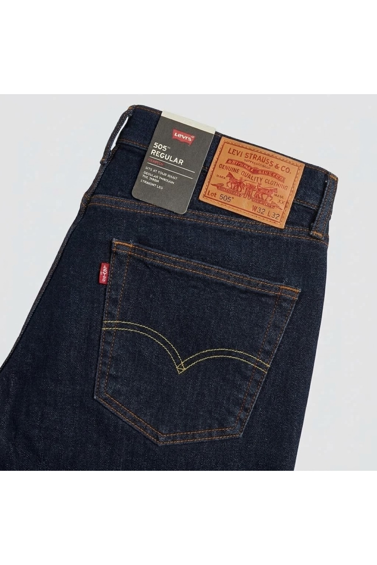 505® regular fit likralı esnek kumaş klasik Erkek Jean Pantolon--düz lacivert--