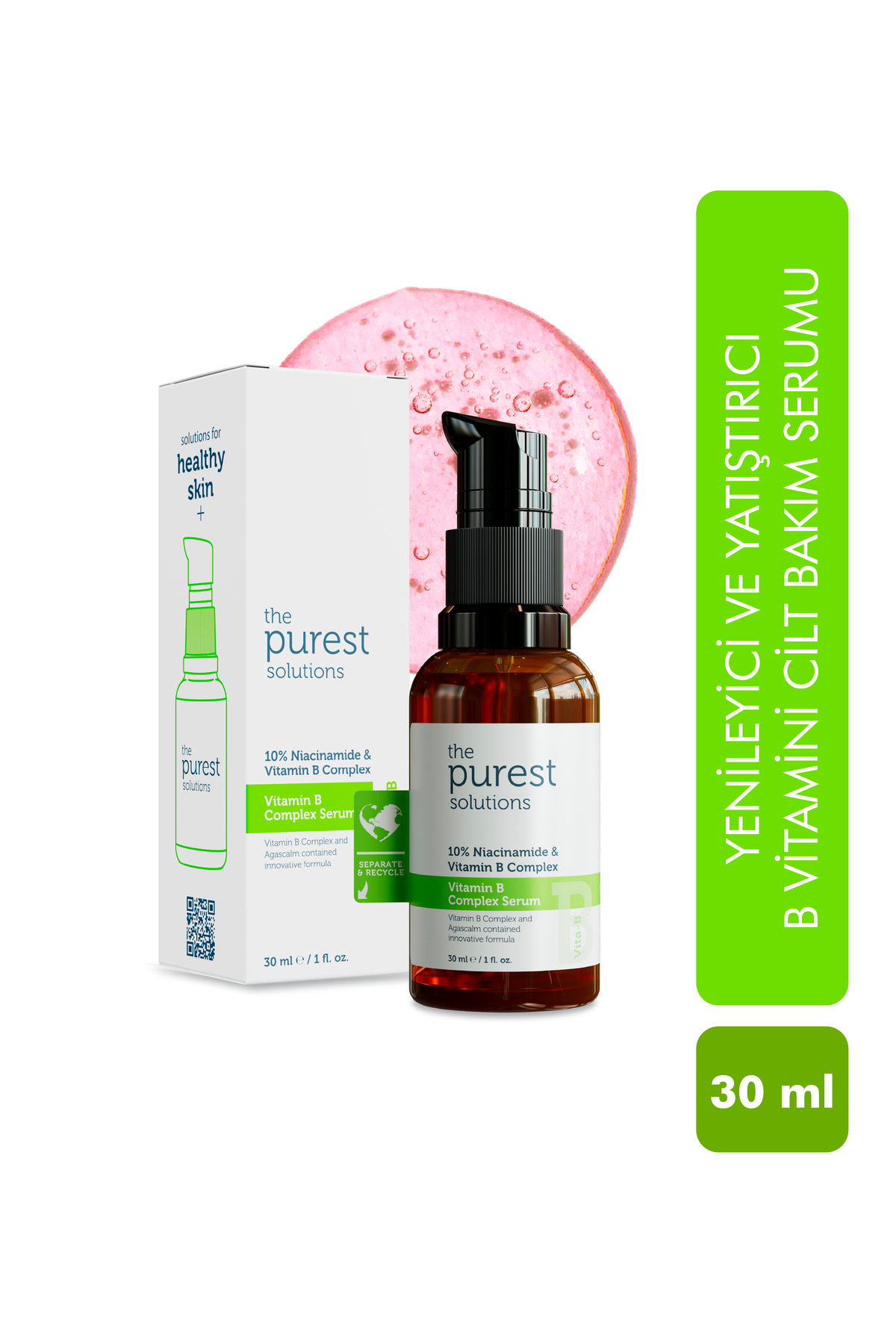 The Purest Solutions Yenileyici Ve Yatıştırıcı B Vitamini Cilt Bakım Serumu 30 ml (%10 Niacinamide + Provitamin B5) — TPS205