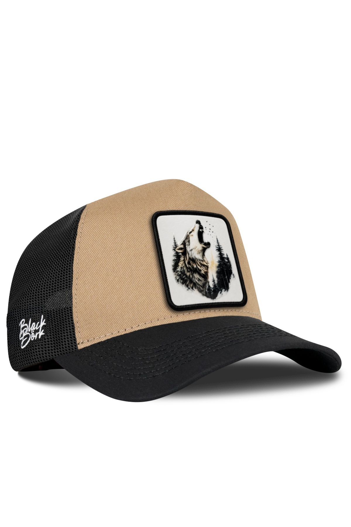 BlackBörk Kurt Logolu Siyah-Vizon Trucker Şapka