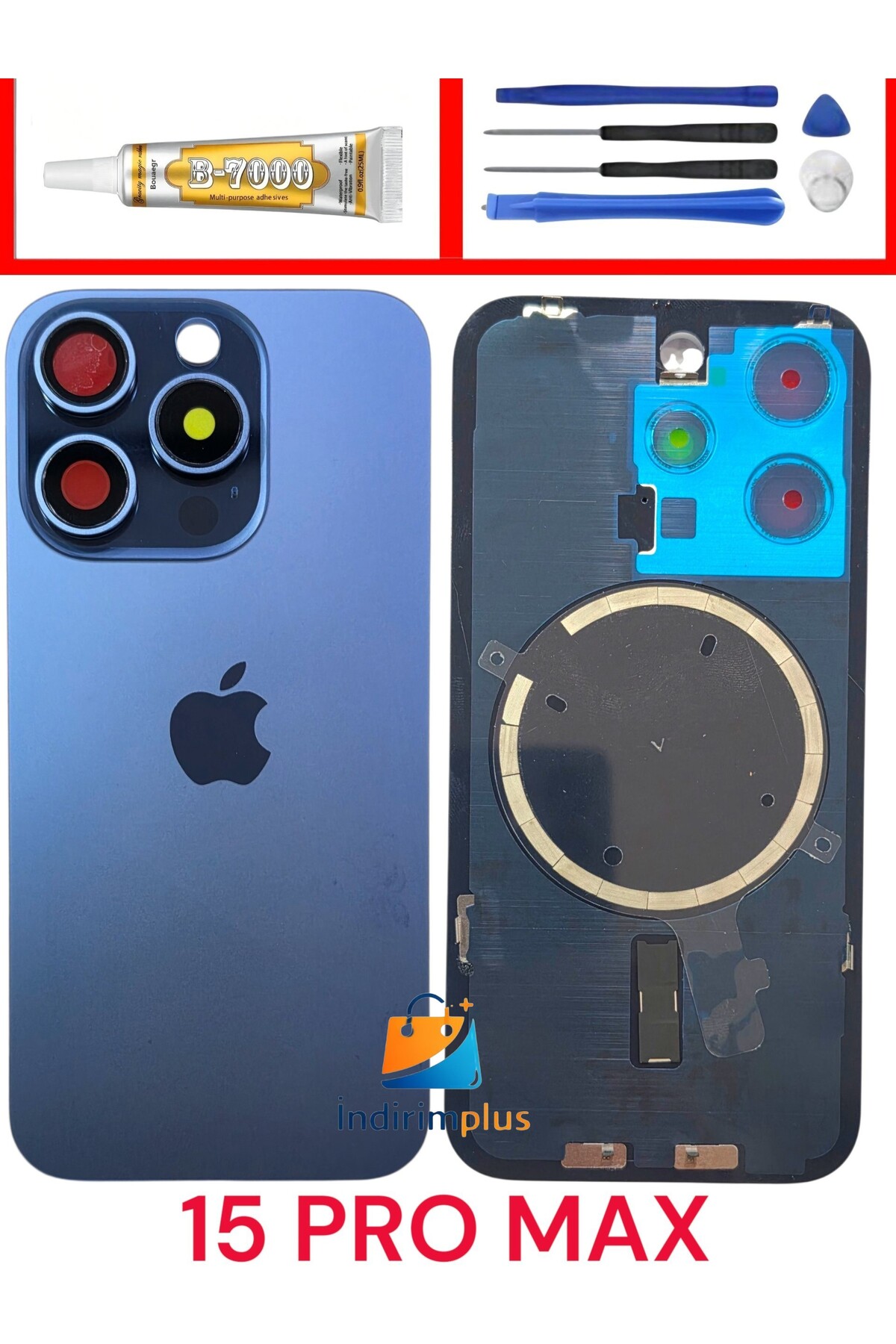 indirimplus iPhone 15 Pro Max Arka Kapak Pil Kapağı LACİVERT RENK