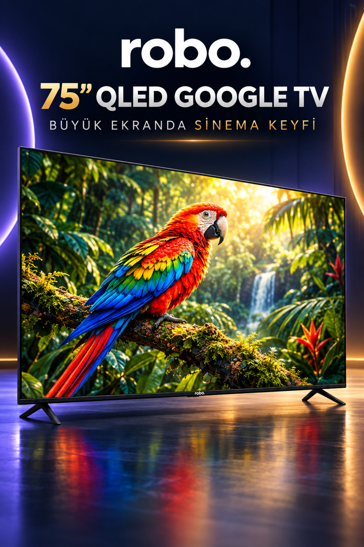ROBO 75 inç 190 Ekran 4K Ultra HD Uydu Alıcılı Smart QLED Google TV