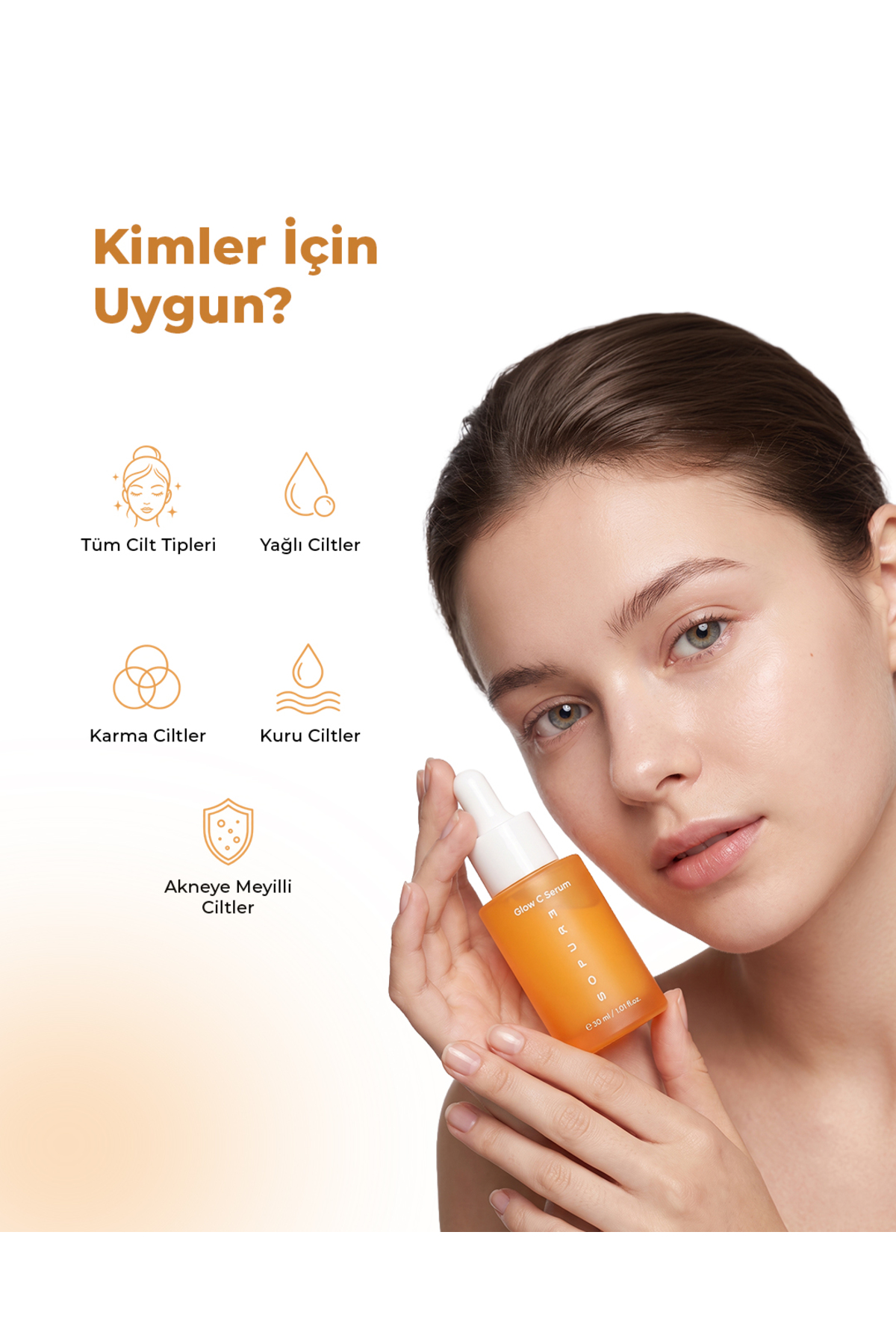 Glow C Serum-%5 Stabil C Vitamini İçeren, Leke Karşıtı, Ton Eşitleyici, Aydınlatıcı ve Canlandırıcı Serum-30 ML — 15 — تصویر 4 از 7