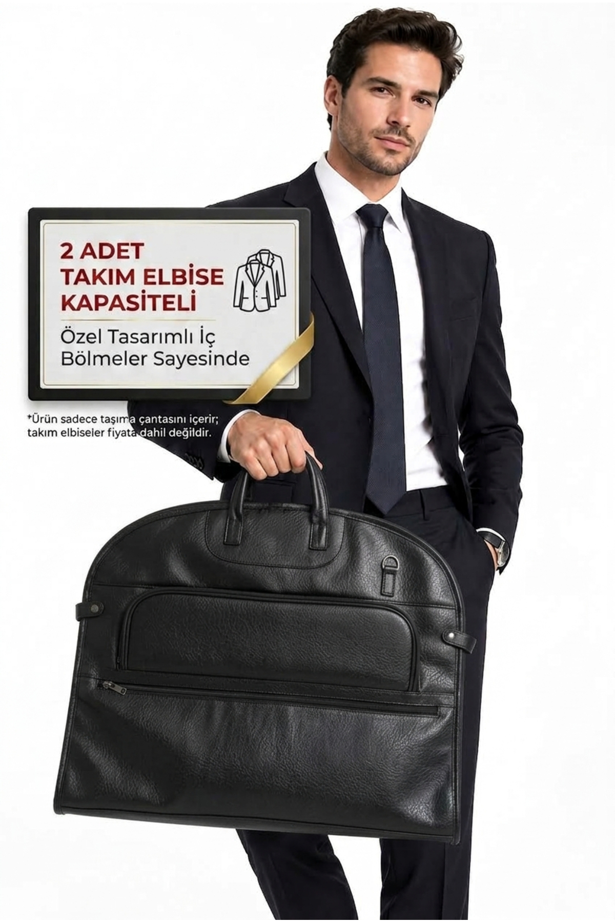 başkent çanta Deri Takım Elbise Çantası Gamboç Kılıf 2 Adet Takım Kapasiteli Vegan Deri Premium Kalite 8683255014231