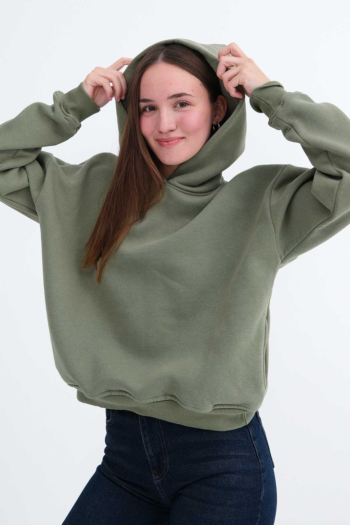 Addax Kapüşonlu Şardonlu Sweatshirt S1862 görsel 2