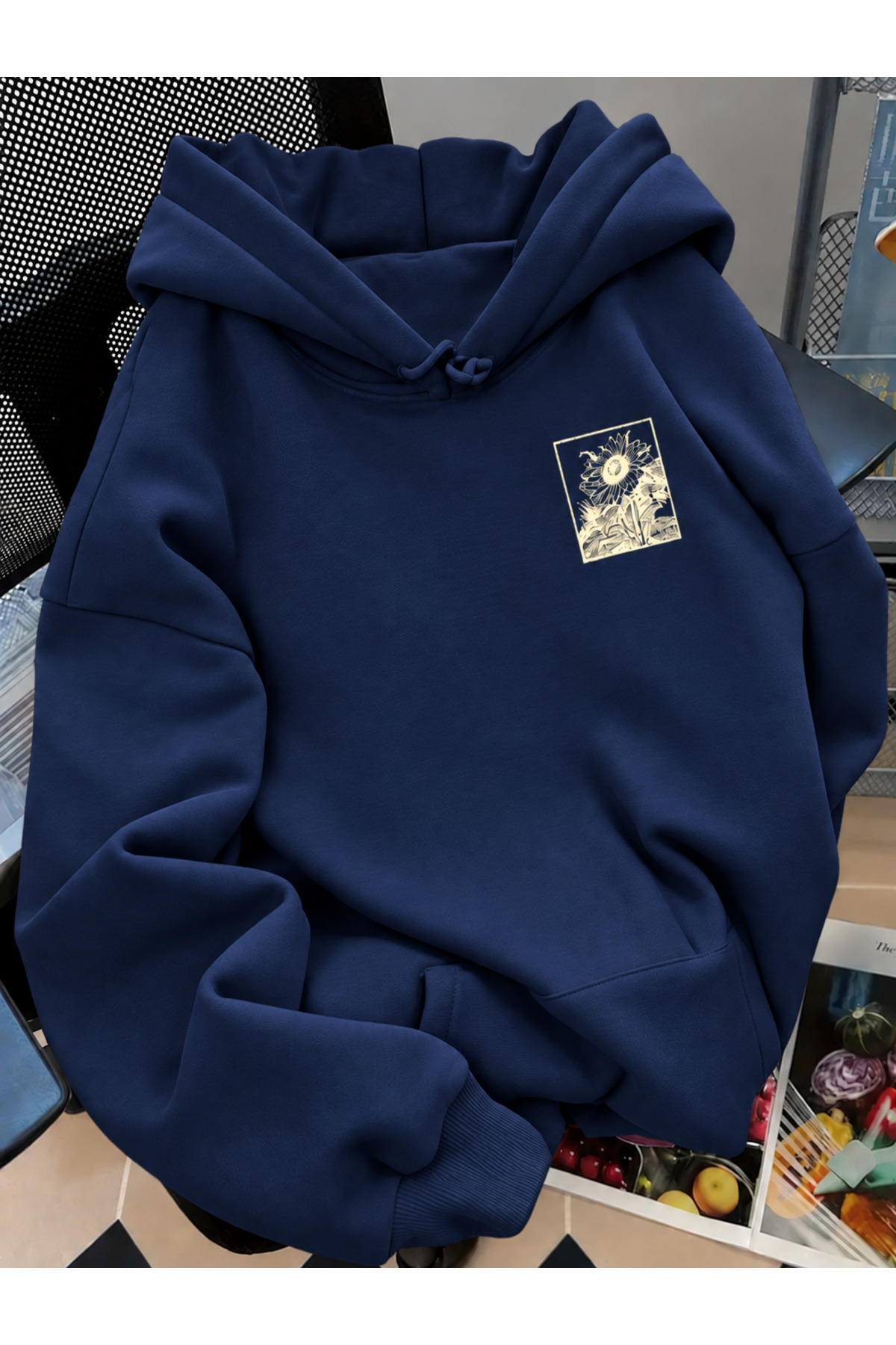 Revasser Unisex Kadın/Erkek GROW Baskılı Özel Tasarım Oversize Pamuklu Kapüşonlu Sweatshirt görsel 2