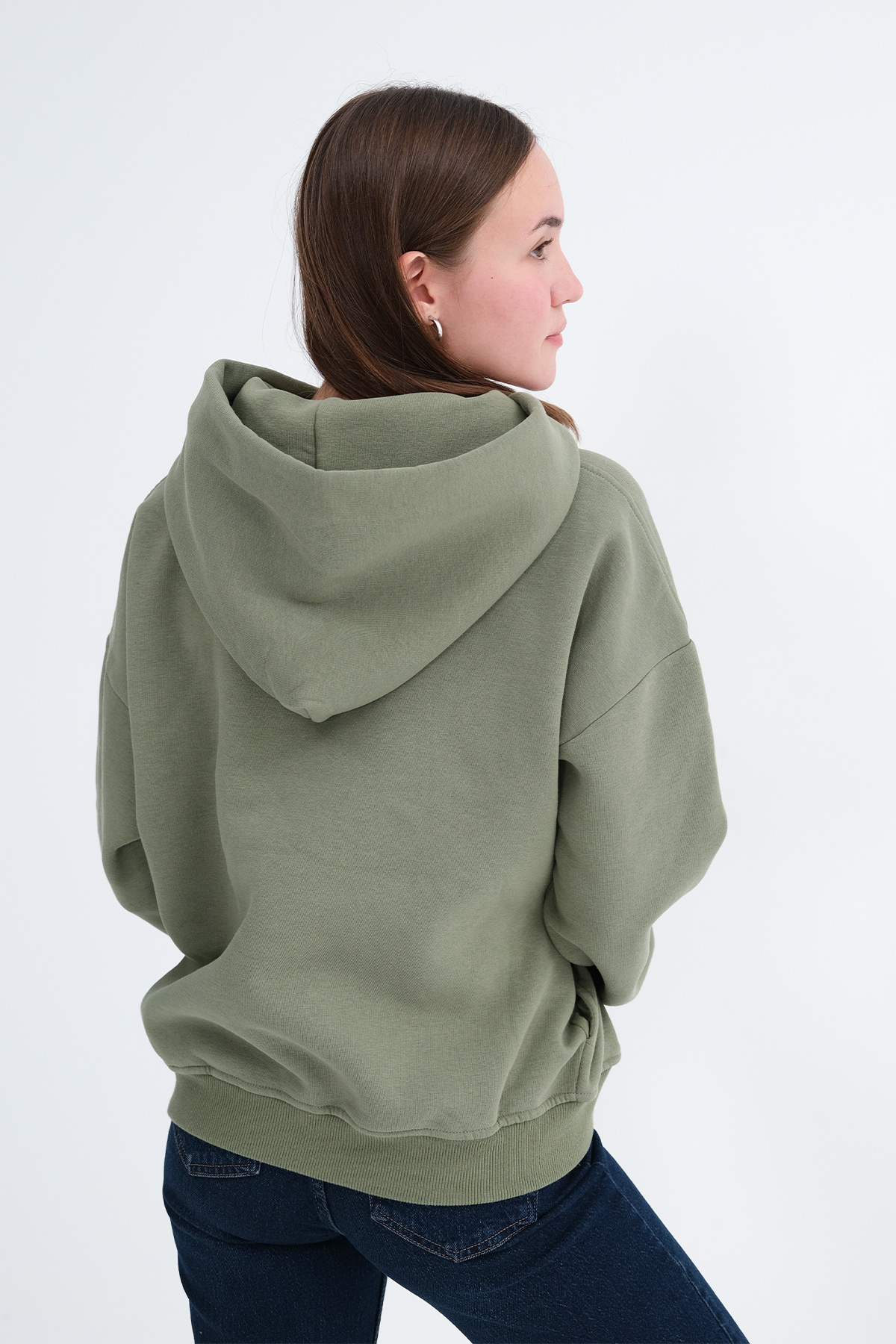 Addax Kapüşonlu Şardonlu Sweatshirt S1862 görsel 6