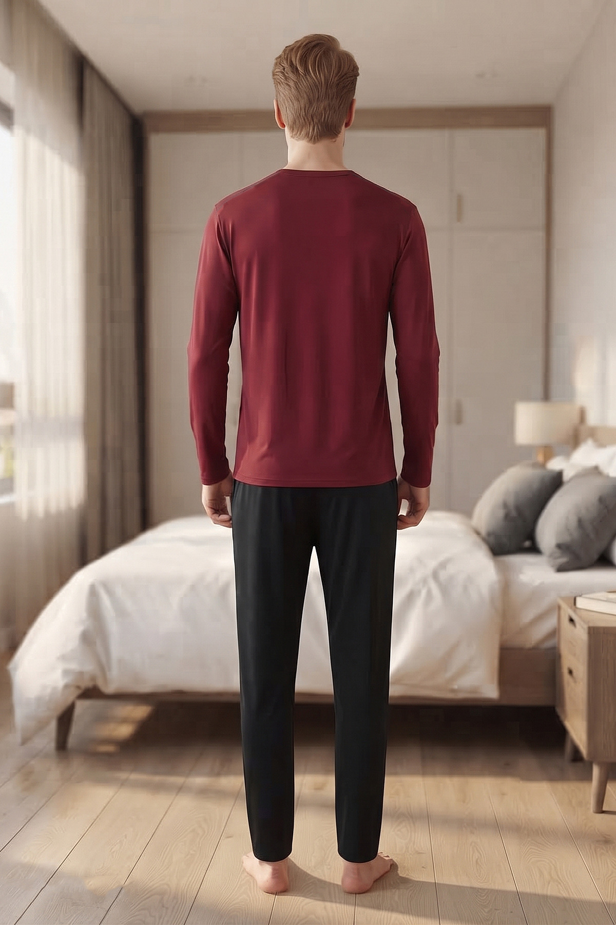 D'S Damat Ds Damat Maschio Pamuk Pijama Takımı BORDO görsel 2