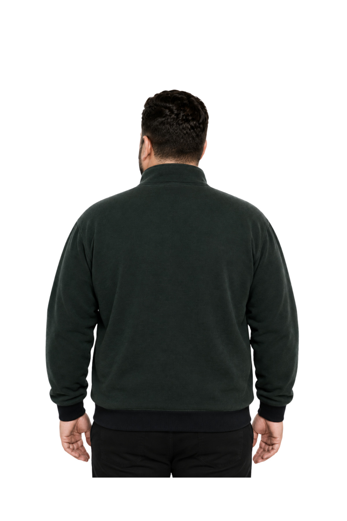 BattalModa Erkek Büyük Beden Melanj Beneton Selanik Dik Yaka Cepli Hırka 3XL-4XL-5XL-6XL-7XL-8XL görsel 3